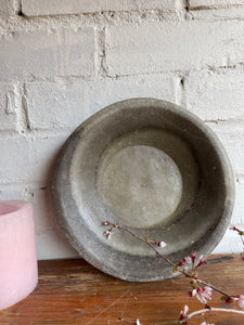 Antique Marble Stone Bowl: Grey Hues