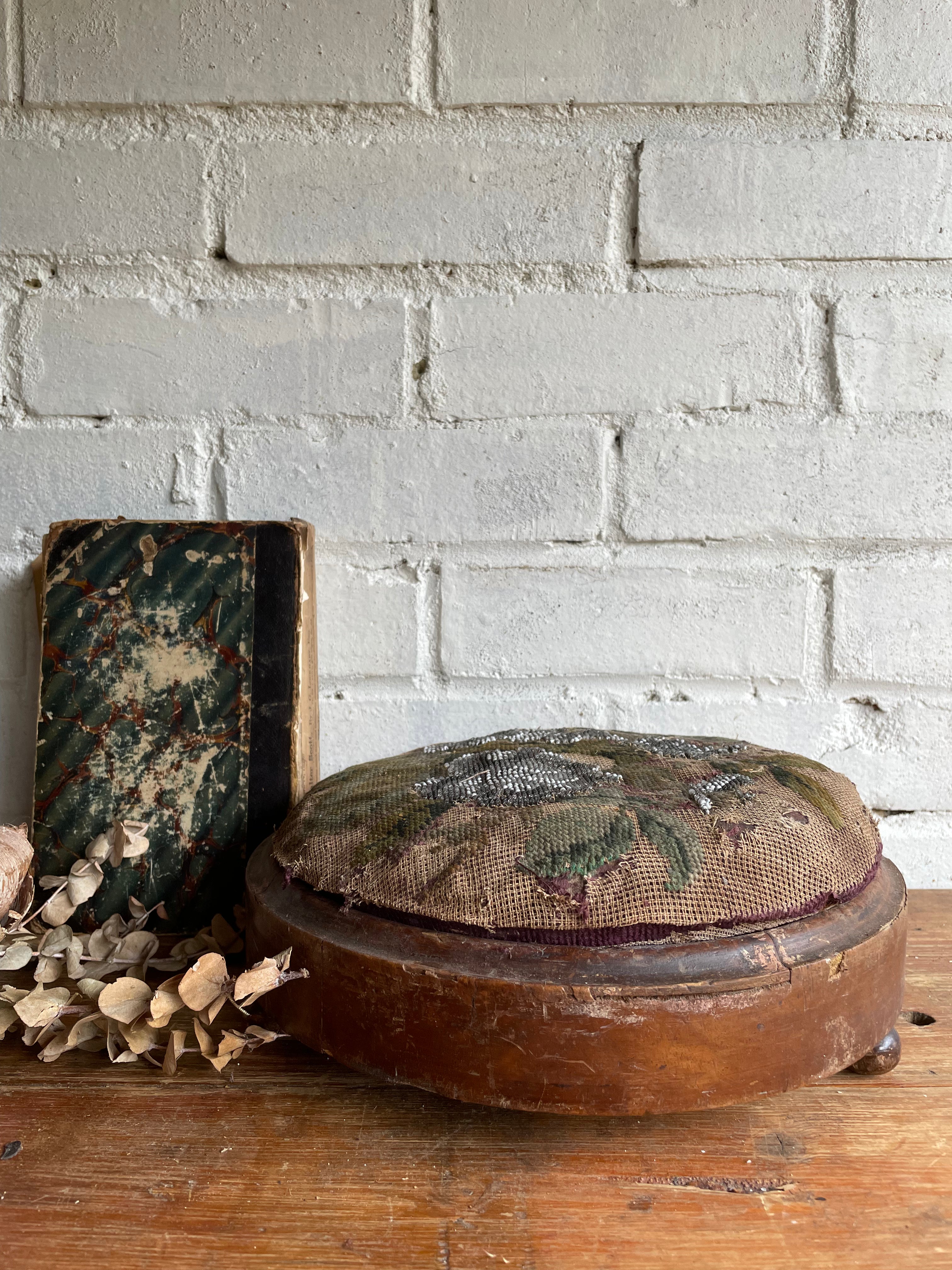 Beaded Antique Foot Stool