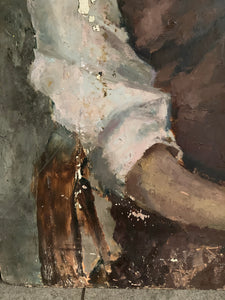 Rustic Portrait of a Lady - Large Oil on Board