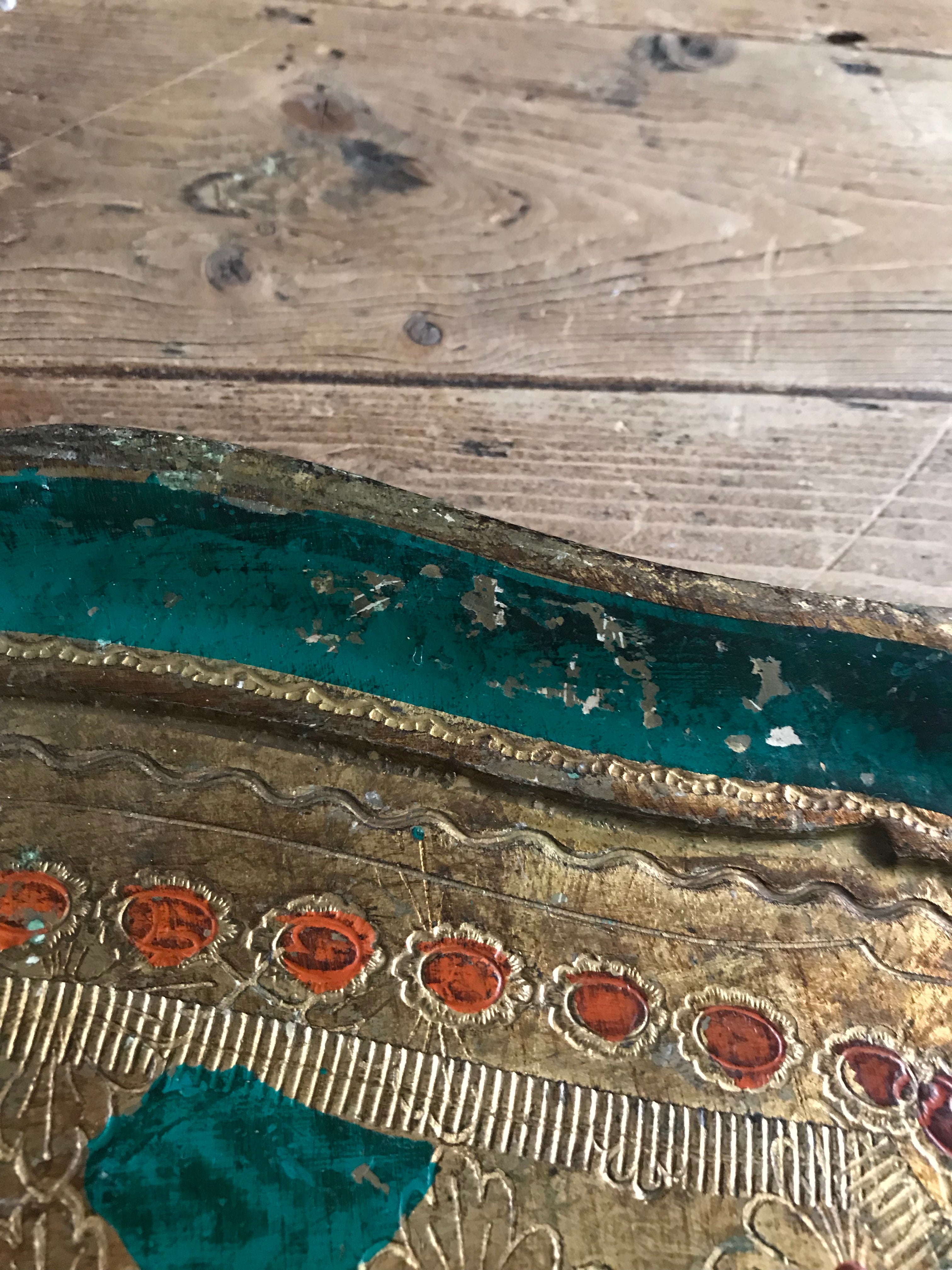 Green Florentine Gilt Tray