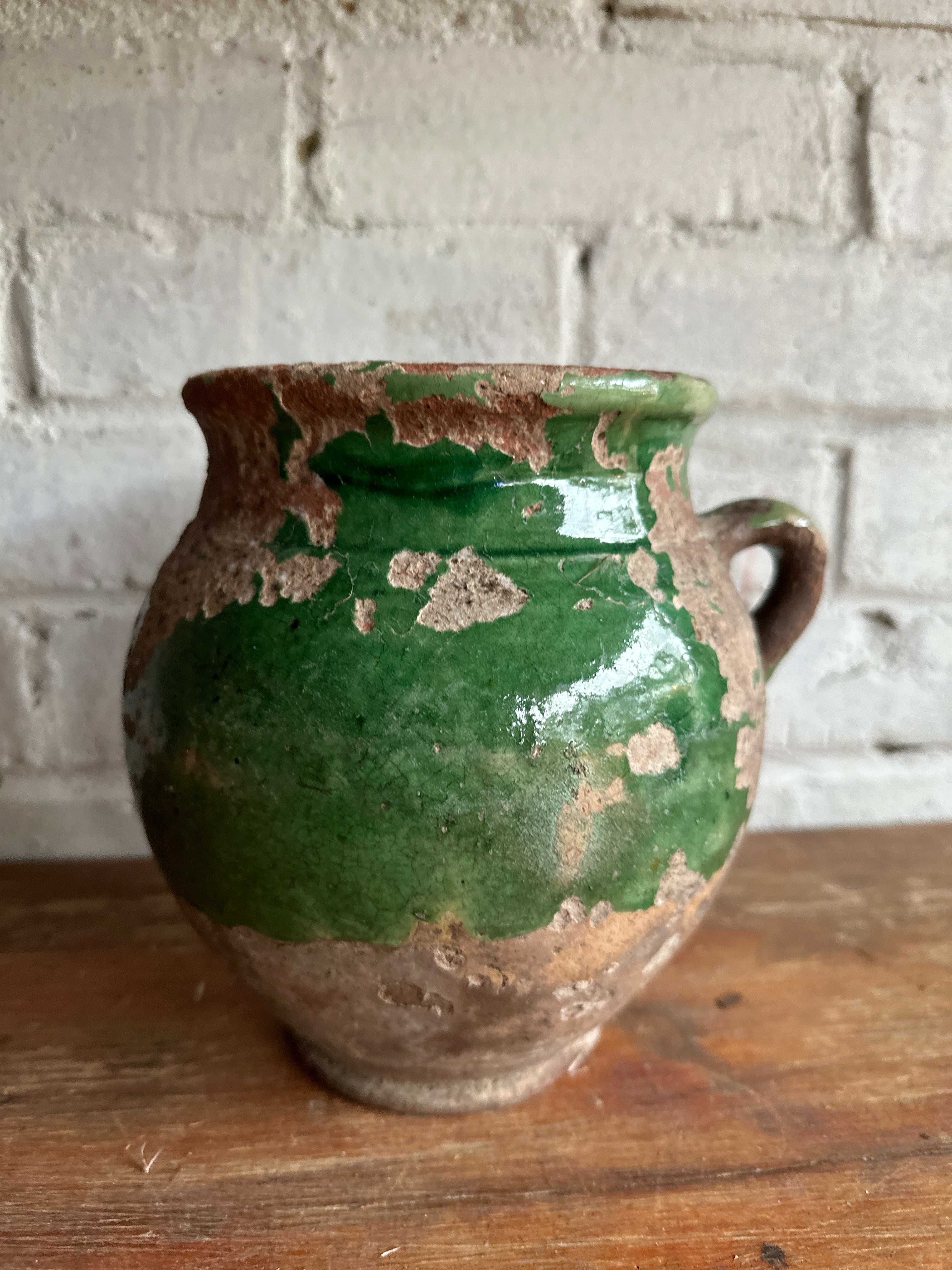 Small 19th Century French Green Confit Pot