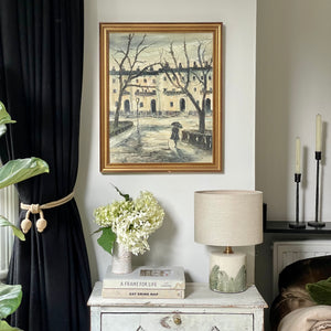 Midcentury Monochrome Oil on Board