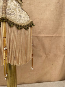 Antique Gold Lamp with Fringing & Tapestry