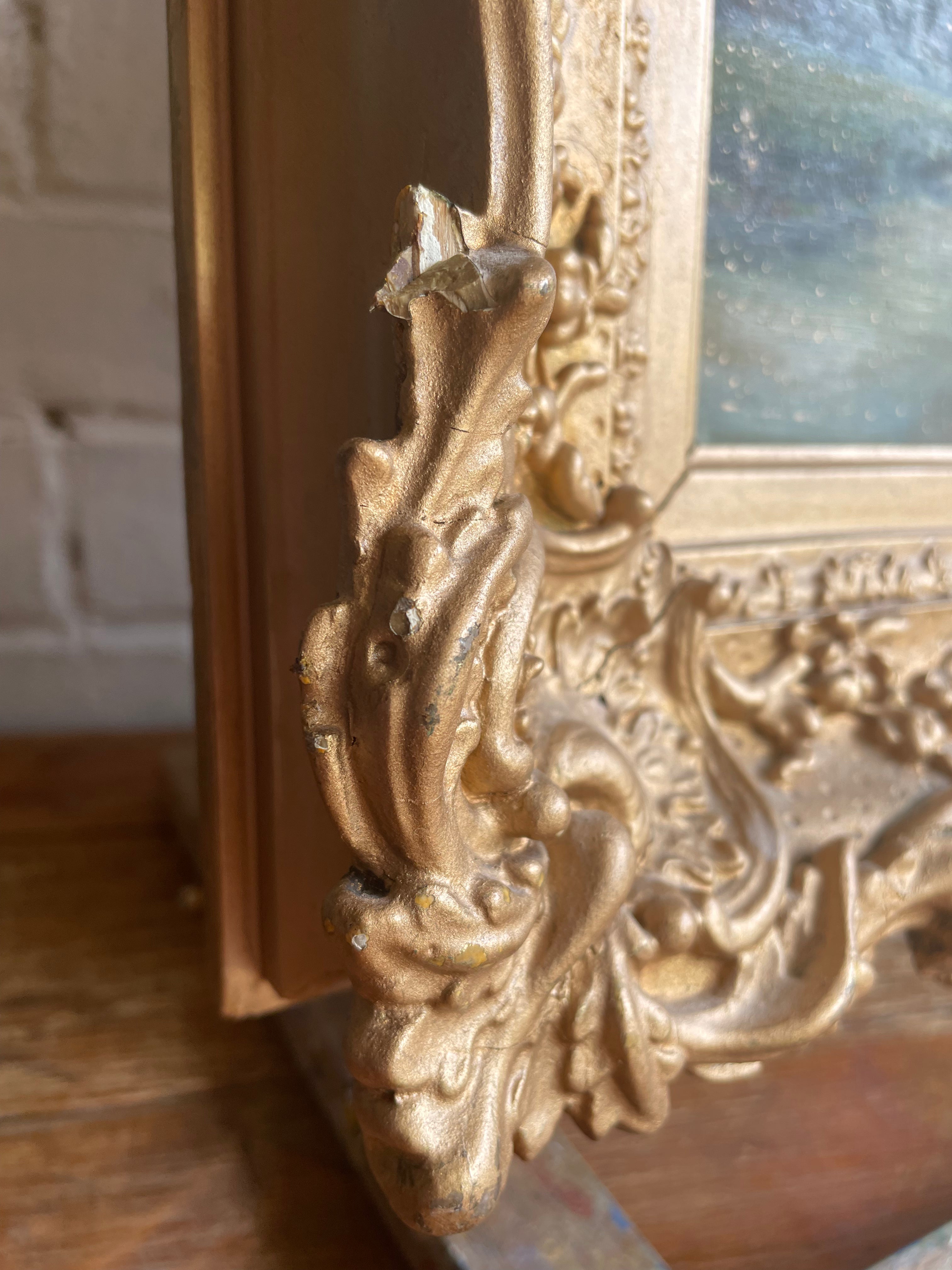 Antique Treescape: Oil on Canvas with Gilt Frame