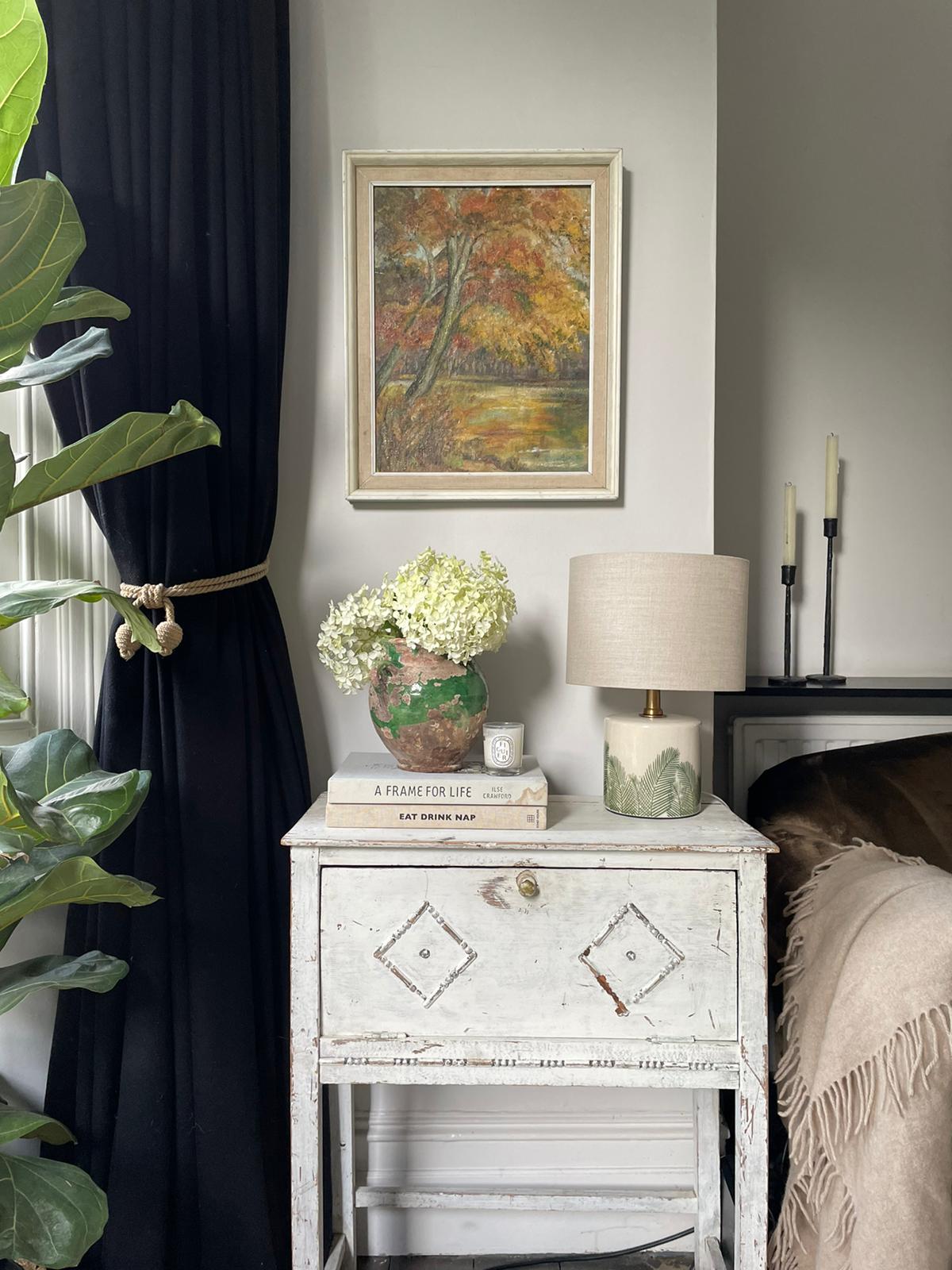 Ochre Treescape: Midcentury Oil on Board