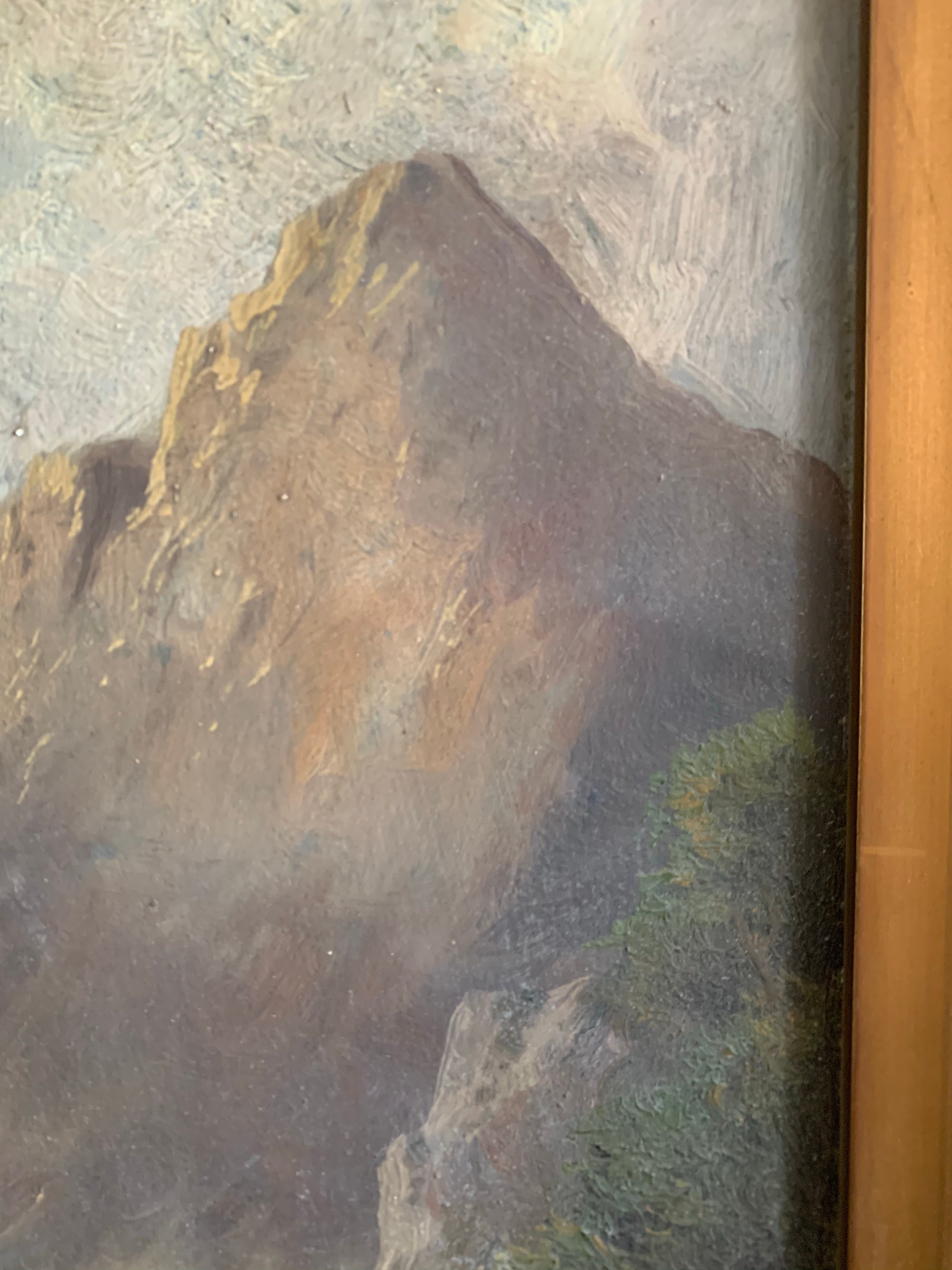 Mountain and Sky: Antique Oil on board