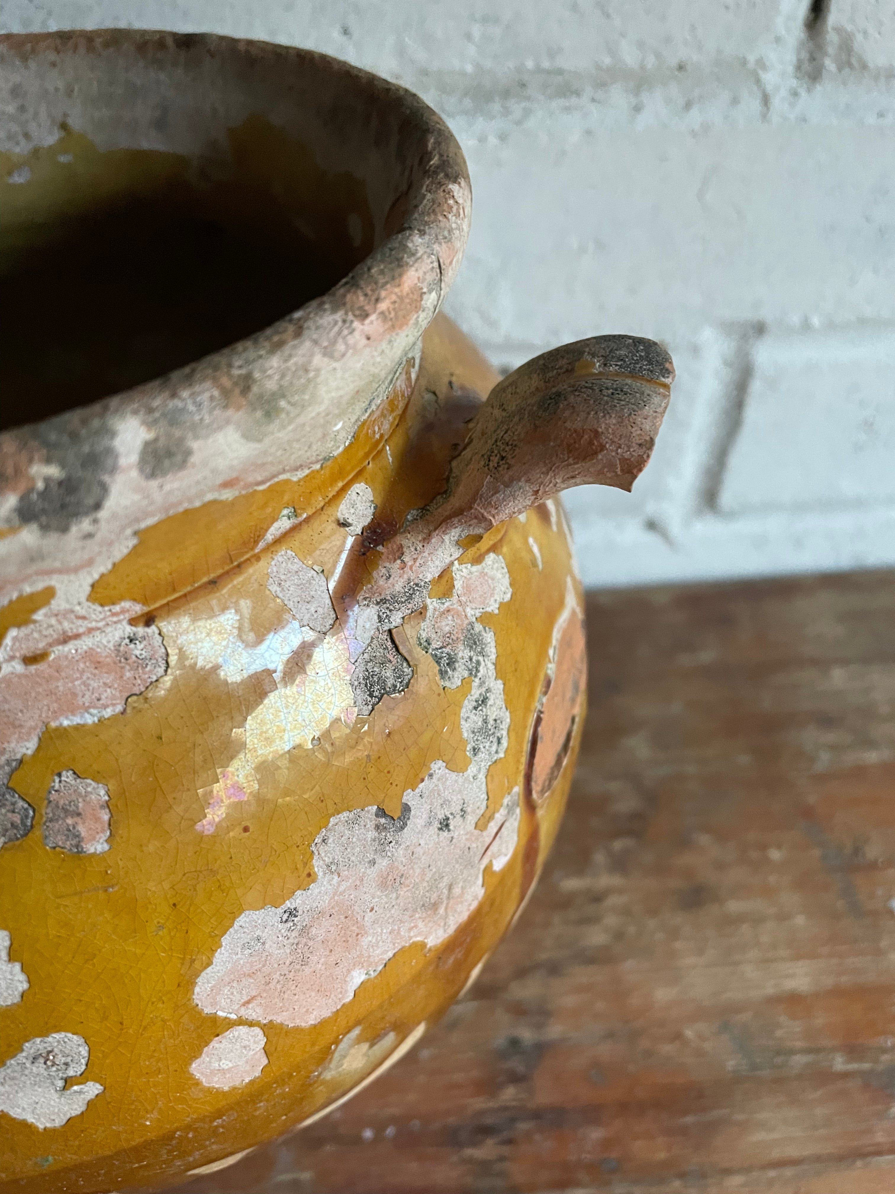 Small 19th Century French Yellow Confit Pot
