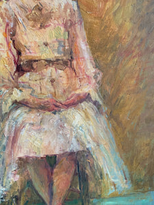 Portrait of Lady in Yellow Tones - Oil Painting on Board