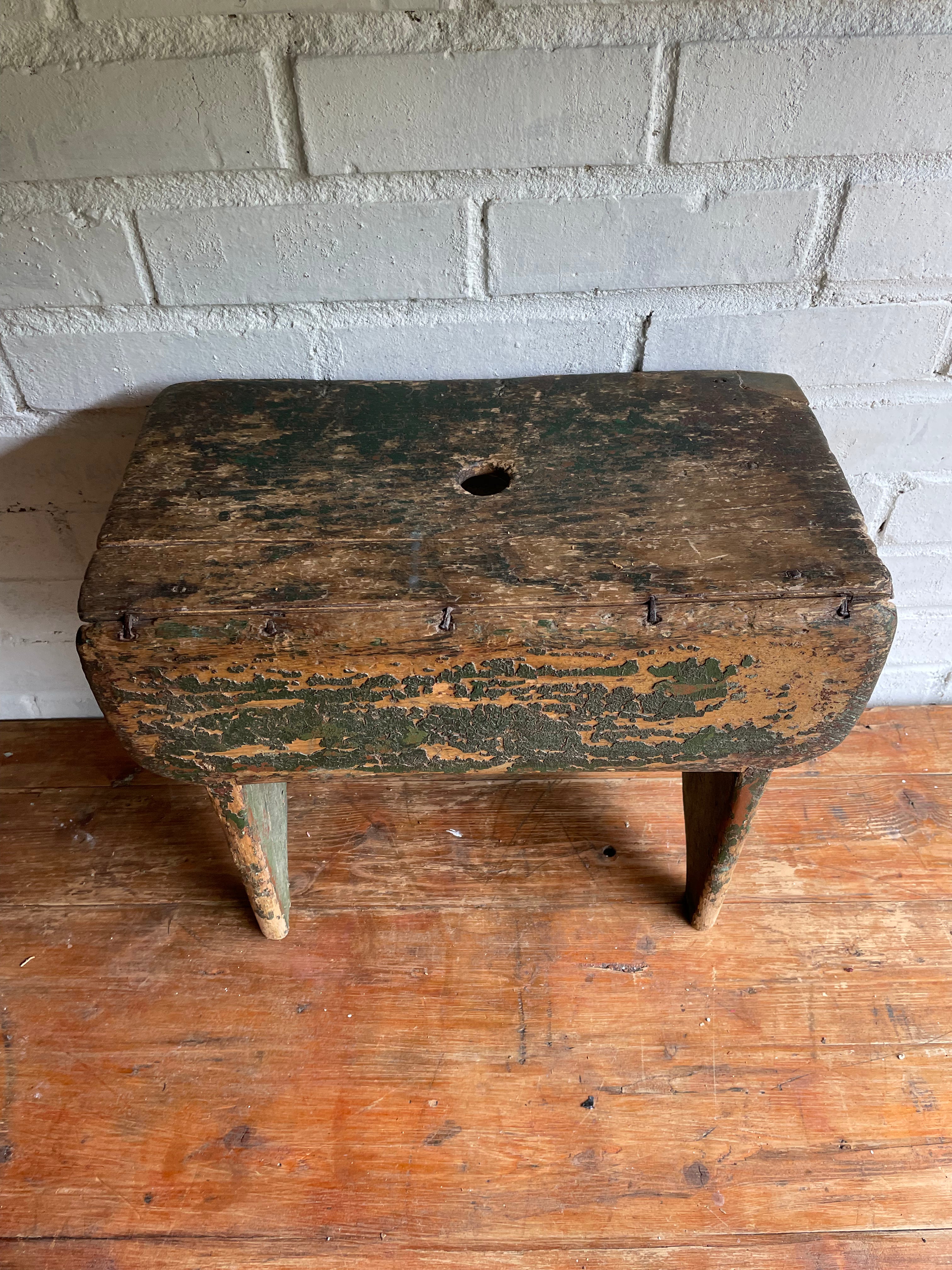 Rustic Green Stool