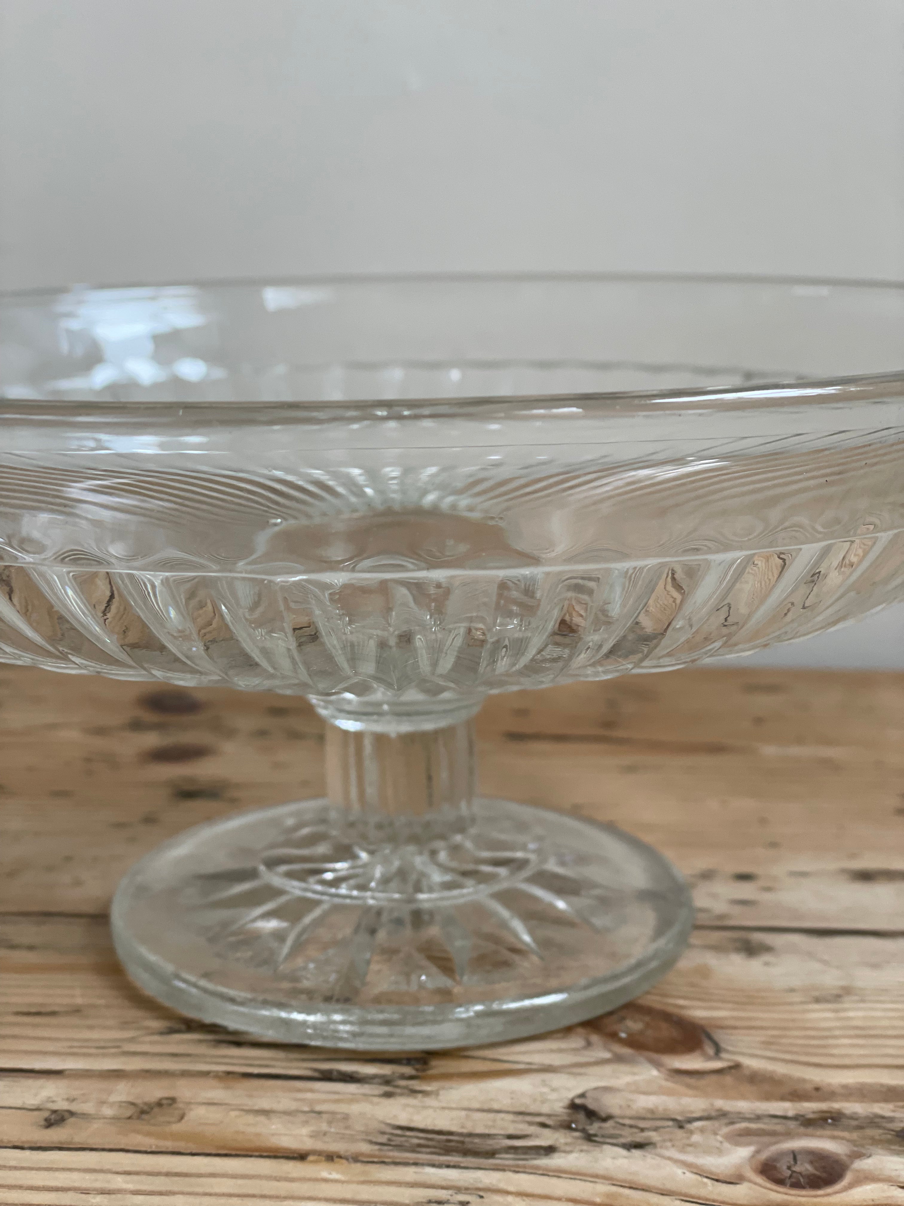 Vintage Ribbed Glass Dish