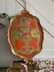 Large Orange and Gold Florentine Tray