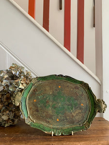 Small Green Florentine Gilt Tray
