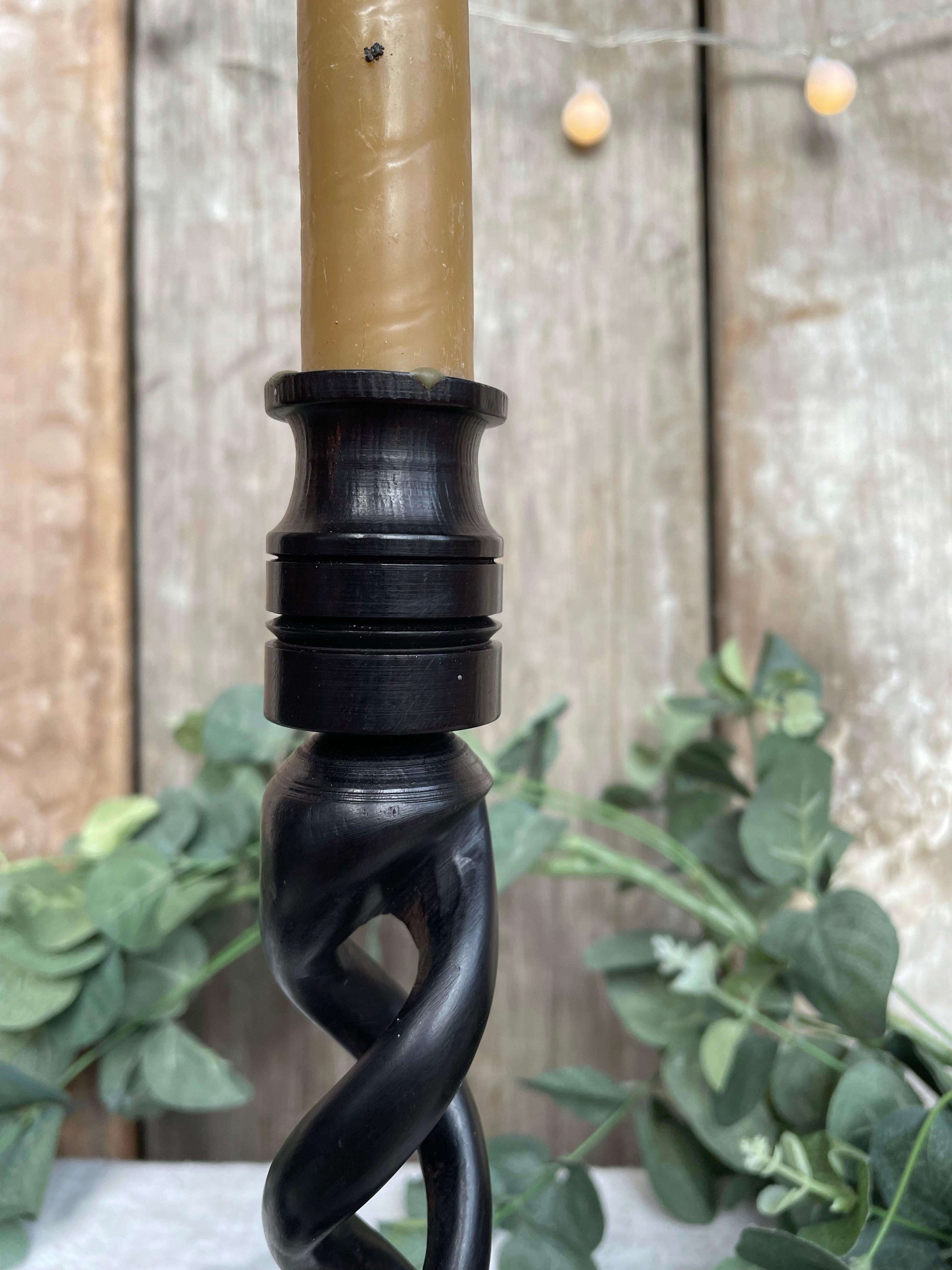 Ebony “Barley Twist” Wooden Candlesticks