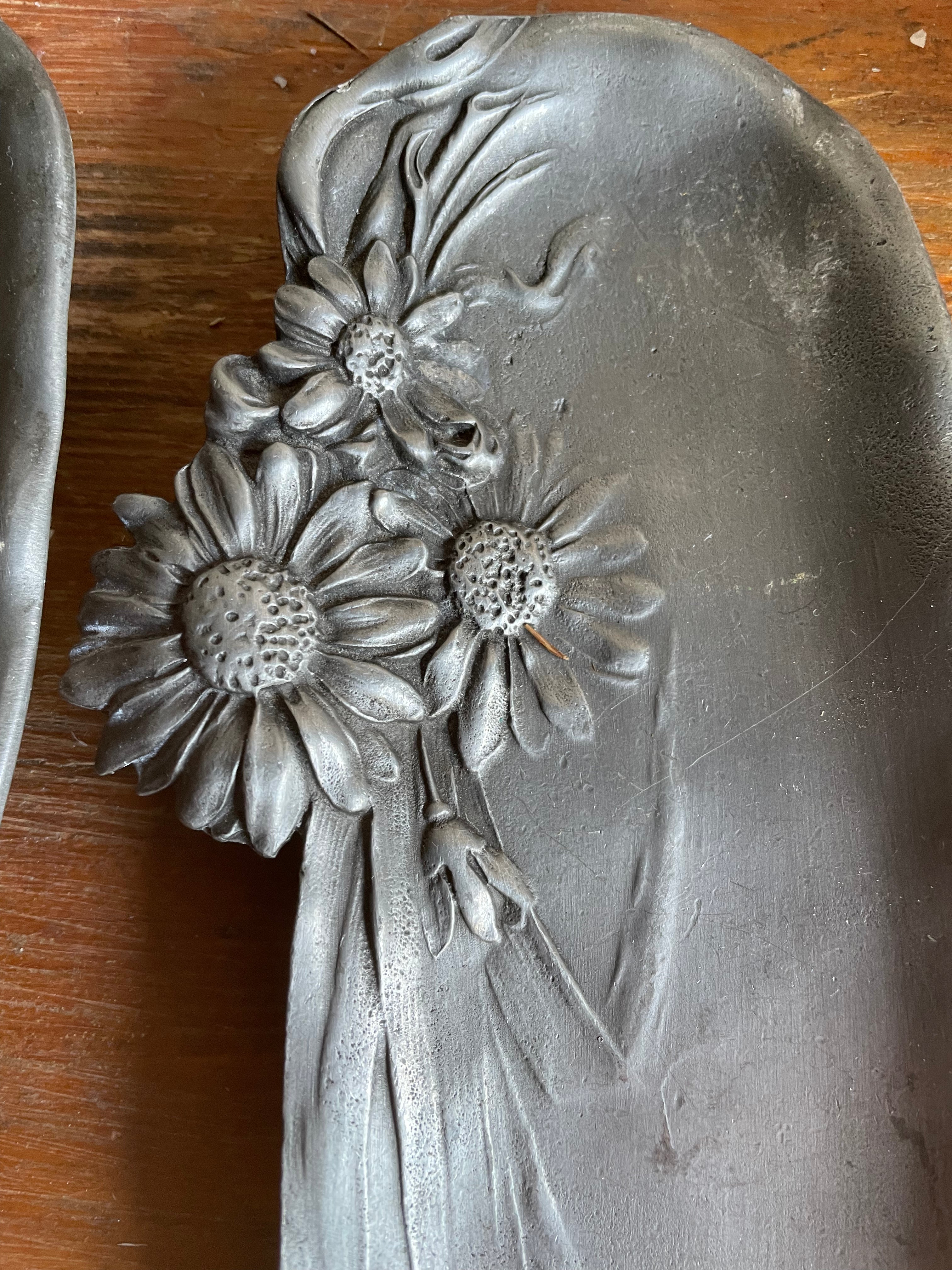 Pair of Antique Pewter Pin Trays