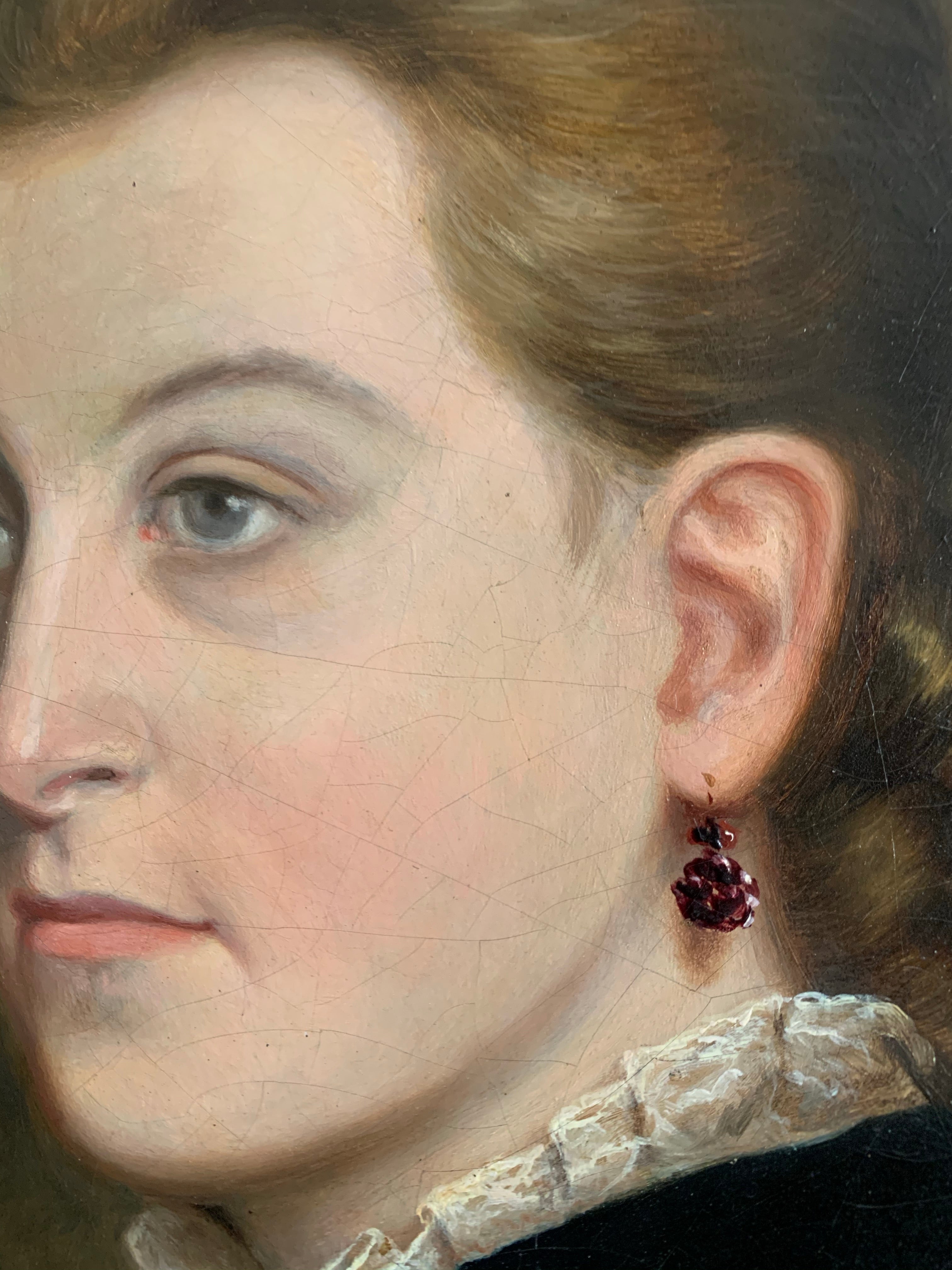 Portrait of a Lady: 19th Century Oil Painting