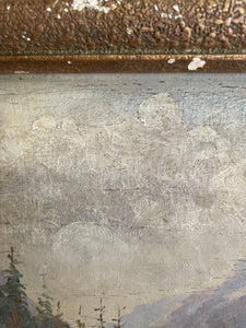 A Welsh Stream: Small Antique Signed Oil on Wood