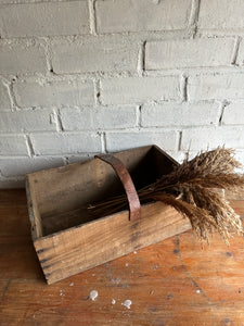 Wooden Trug with Leather Handle