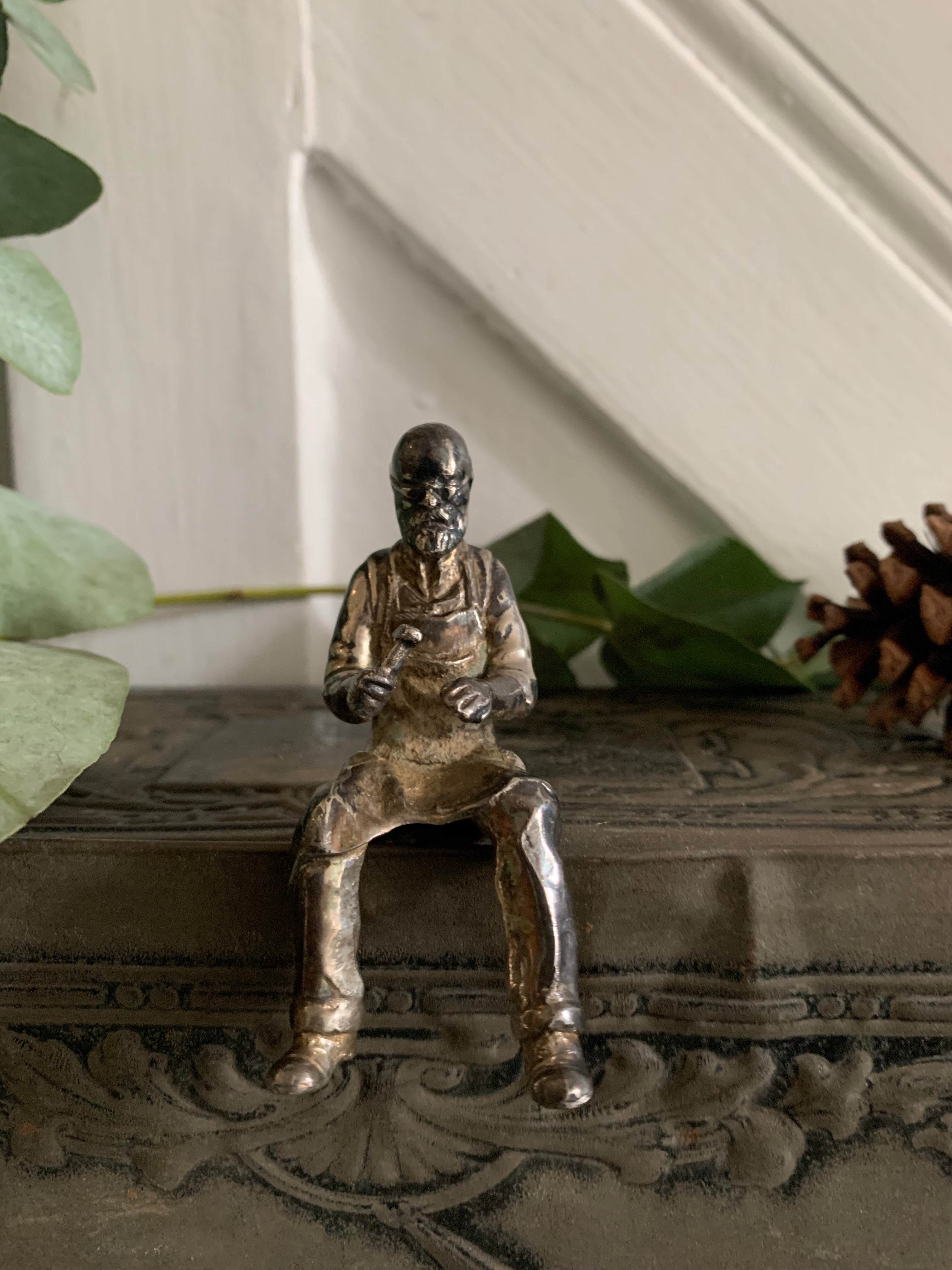 Little English Pewter Figurine -Shoemaker 