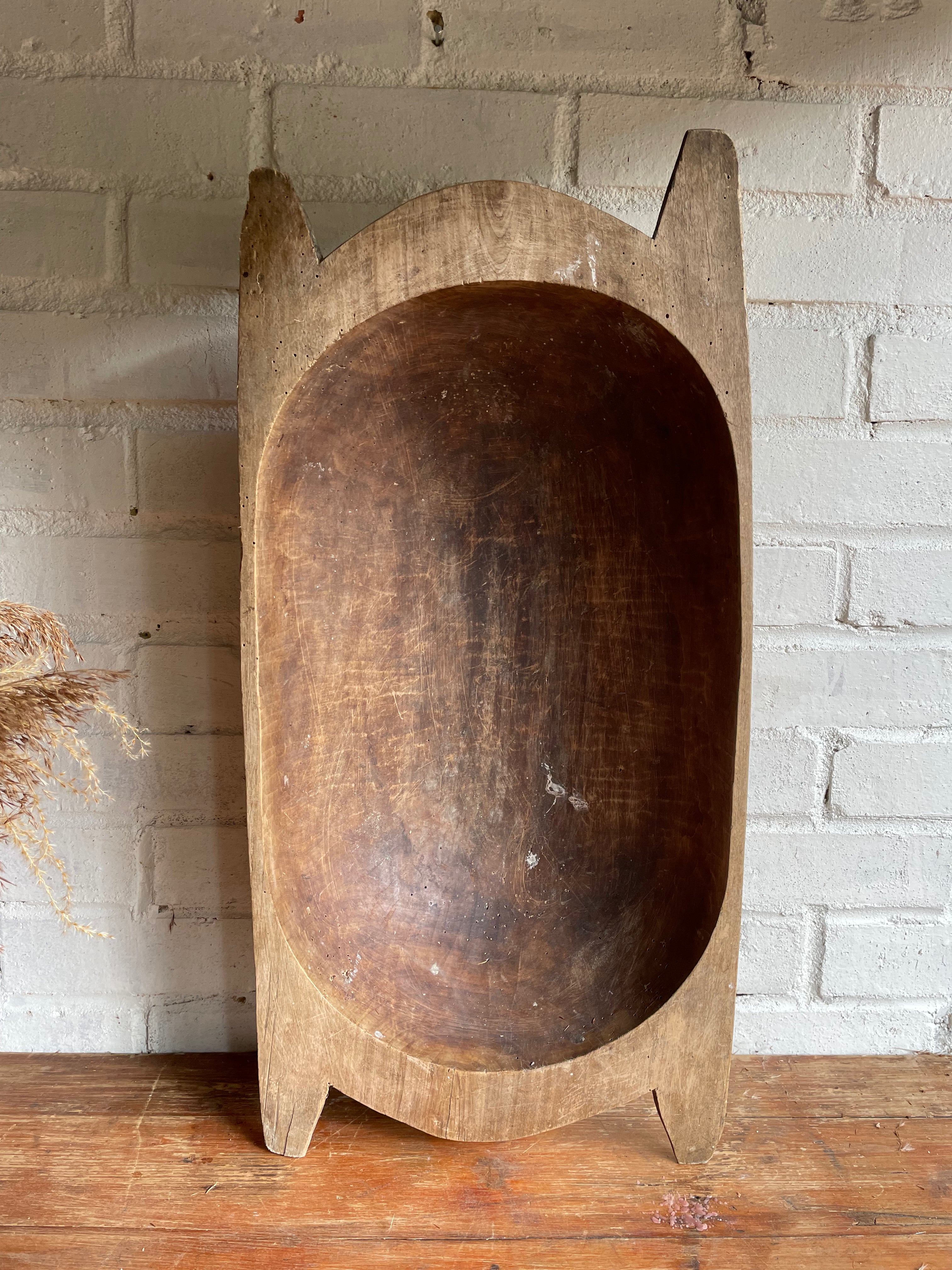 Large Wooden Dough Bowl 2