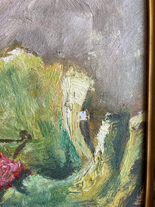 Raspberries: Oil on Canvas with Gilt Frame