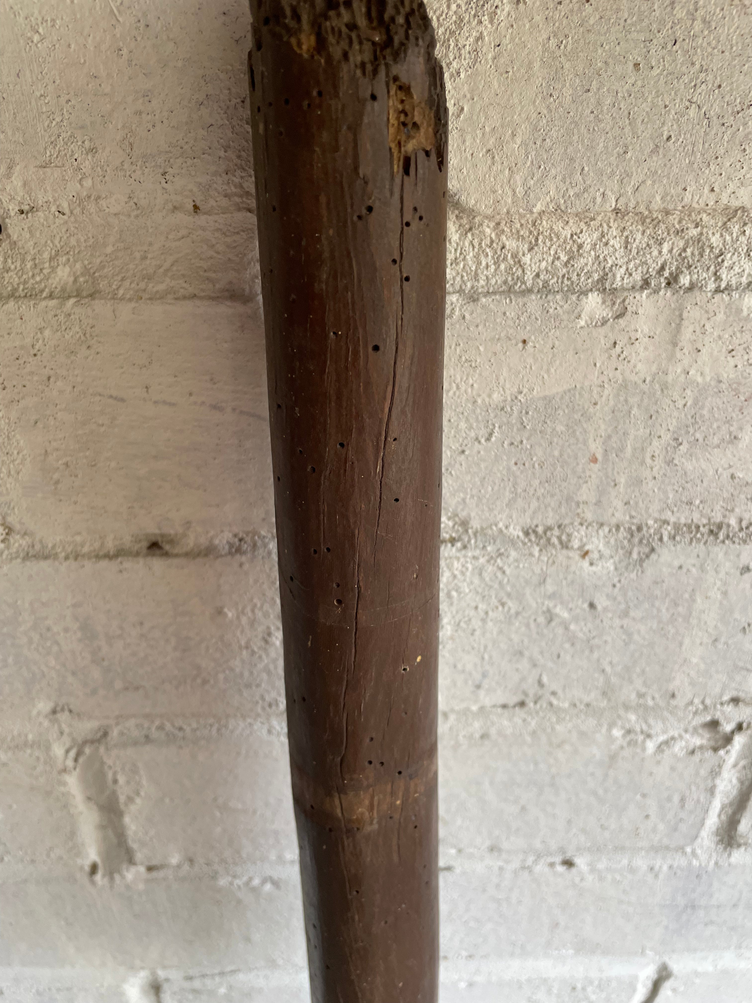 Large Antique Handcarved Malt Shovel with Iron Detail