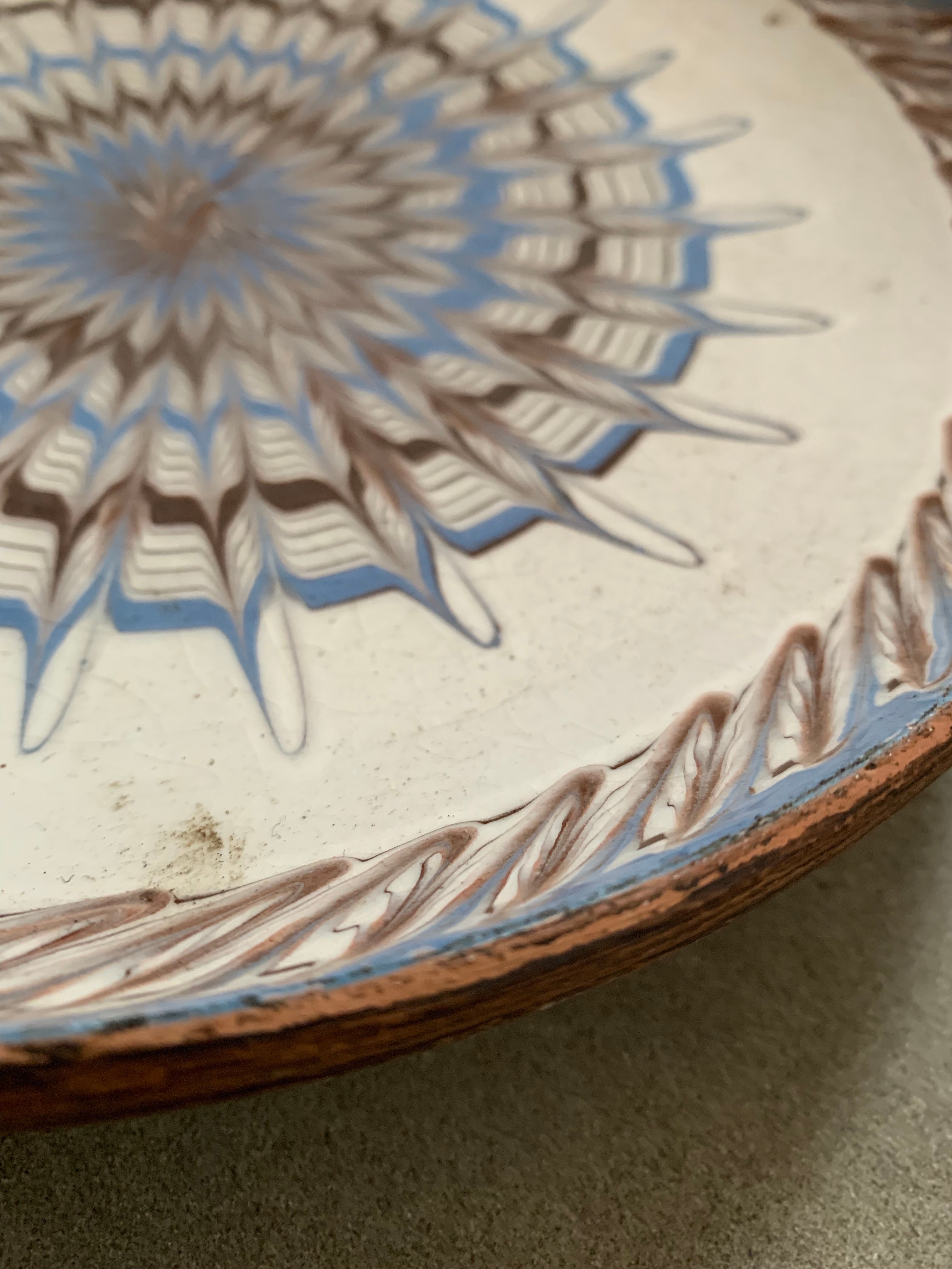 Decorative Patterned Plate in blues and earthy colours