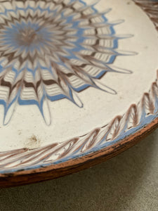 Decorative Patterned Plate in blues and earthy colours