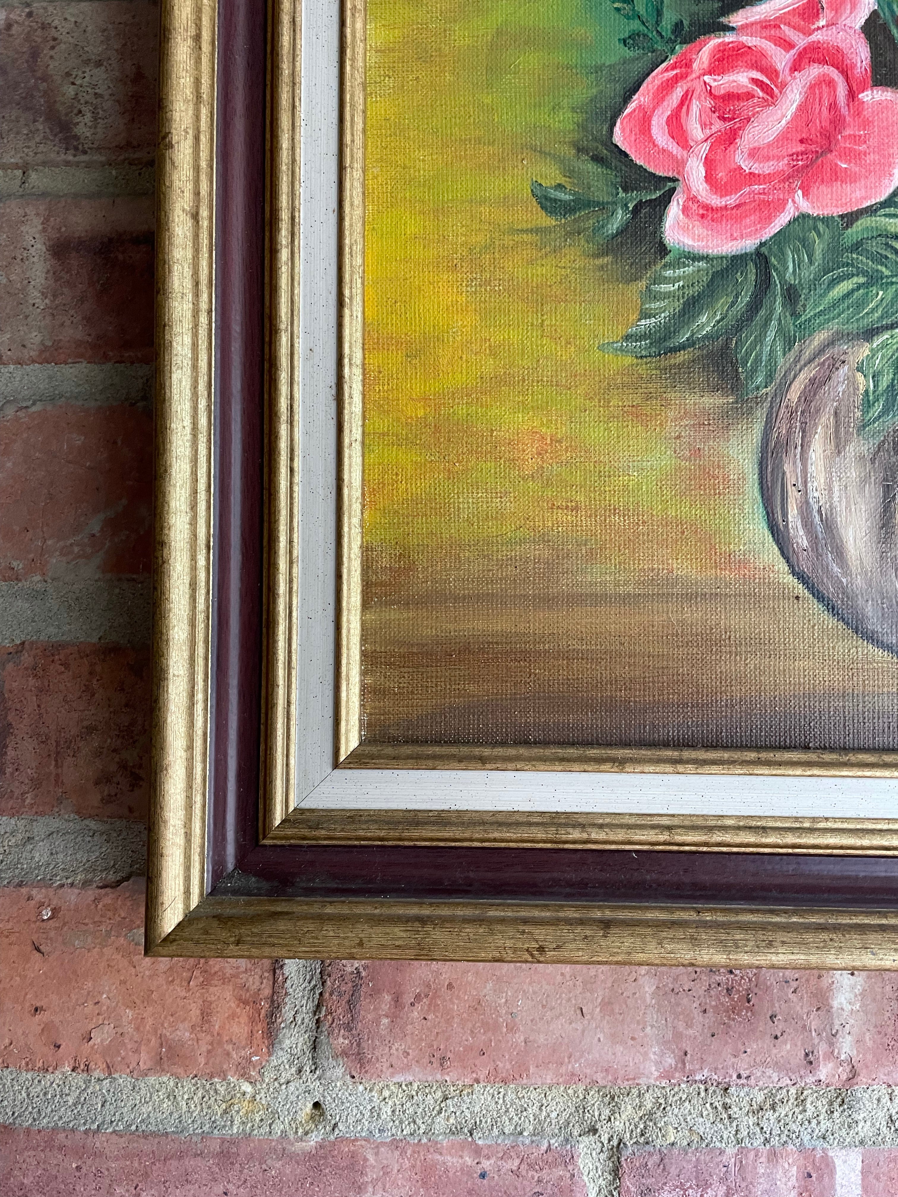 Roses in a Vase: French Floral Signed and Dated