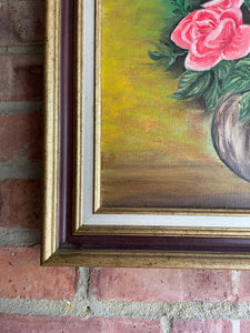 Roses in a Vase: French Floral Signed and Dated