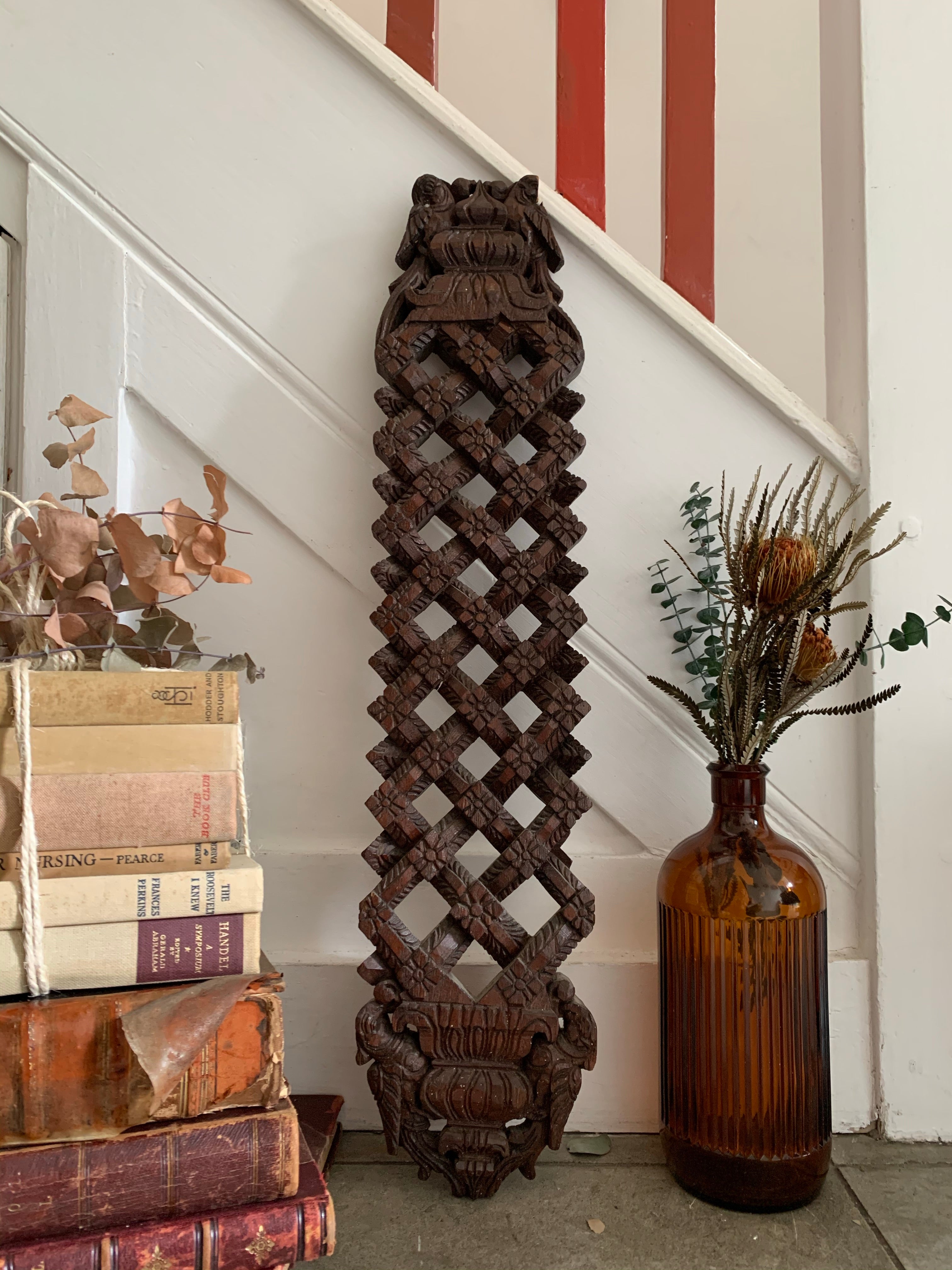 Hand-Carved Decorative Wood Panel