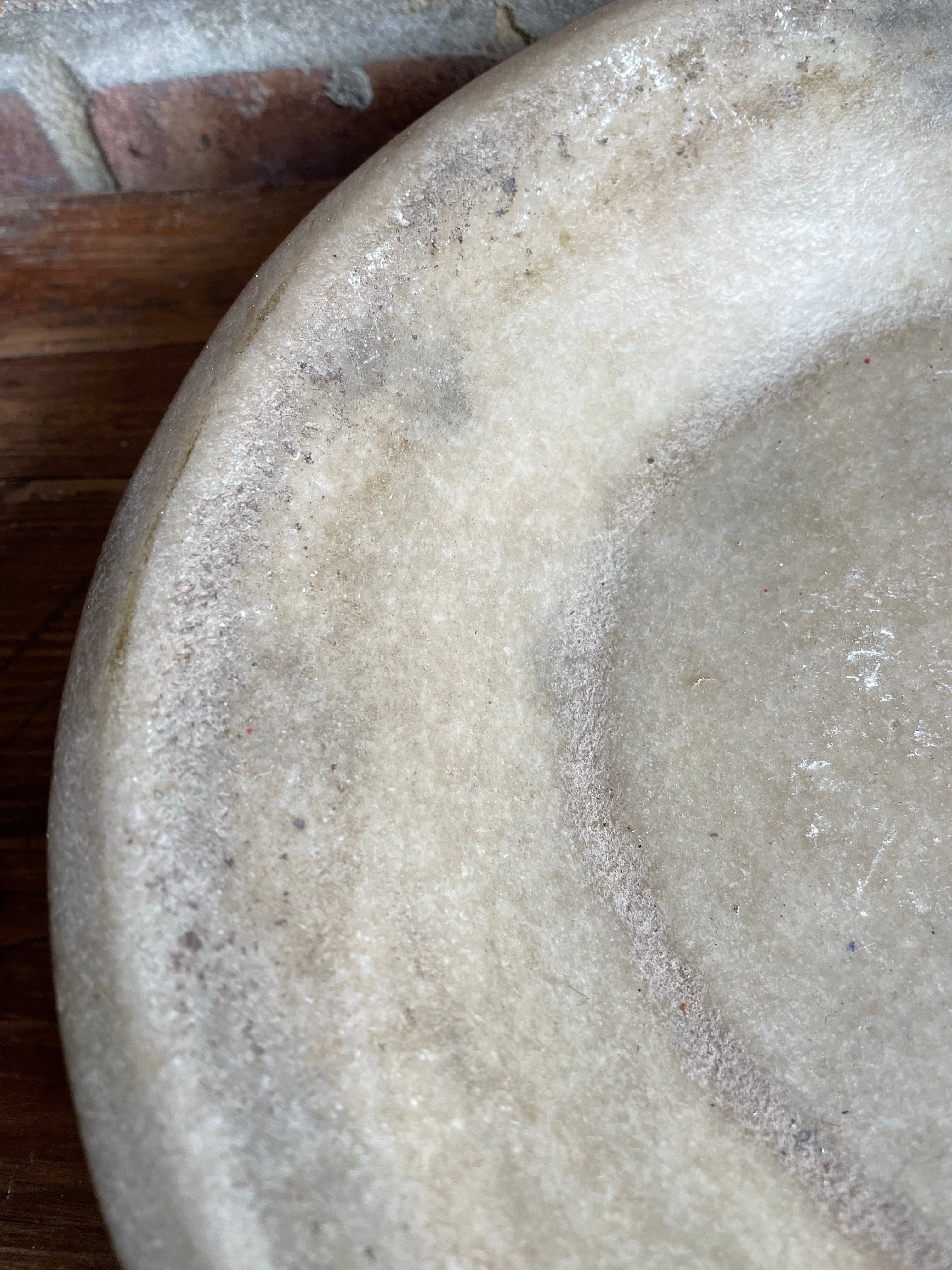 Antique Marble Stone Bowl: Beige Hues