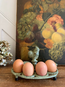 French Vintage Cast Iron "Hen" Egg Stand