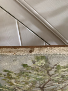 A glimpse of a cottage through the trees:  Large Oil on Canvas