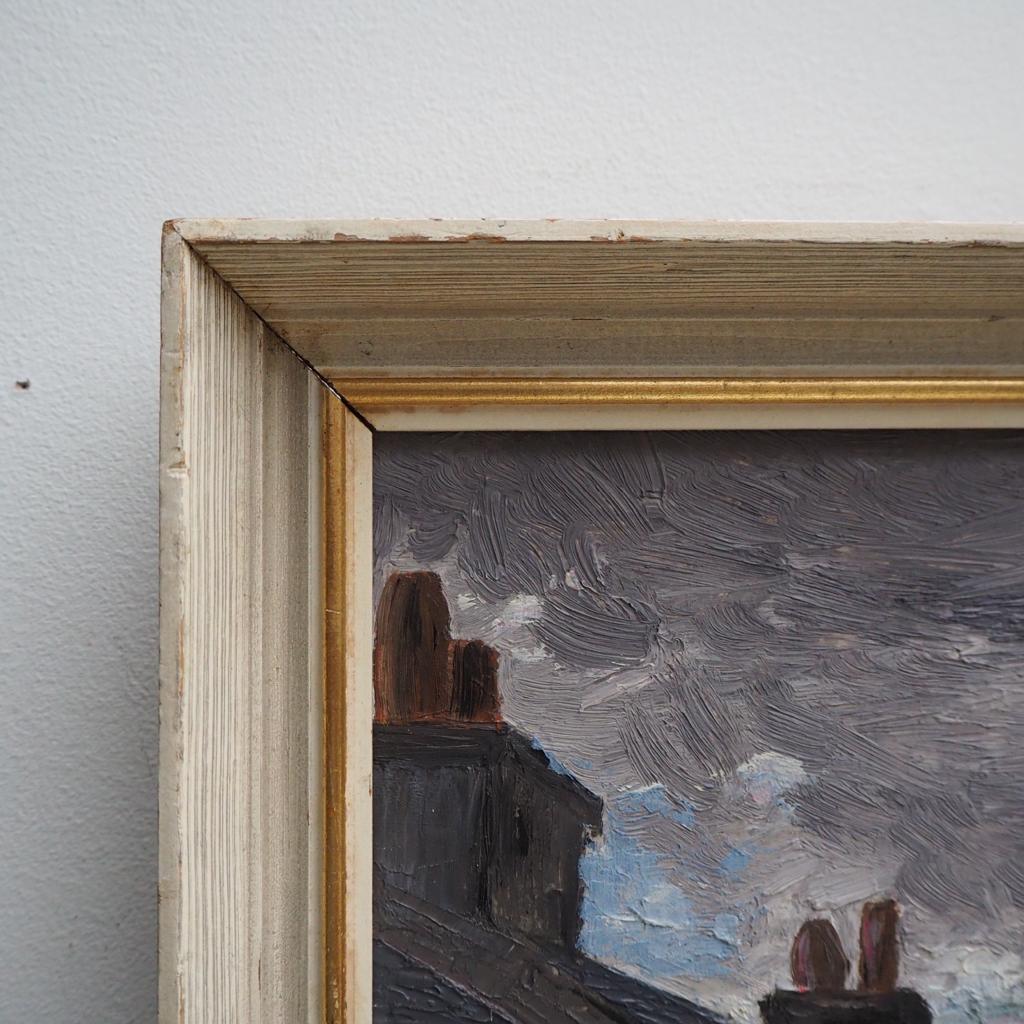 Moody Midcentury Oil: A town in greys and blues