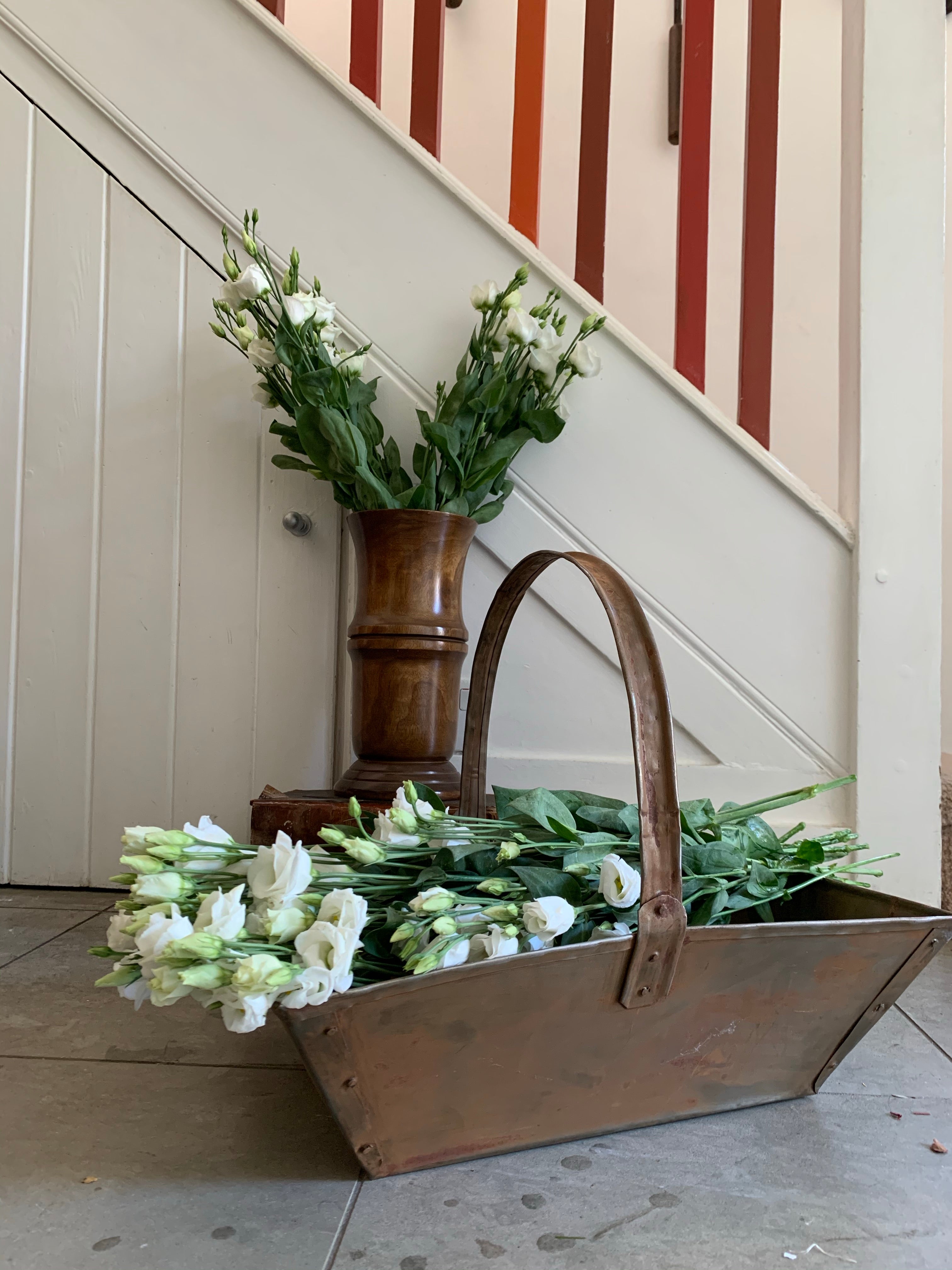 Large Rustic Metal Trug with Adjustable Handle