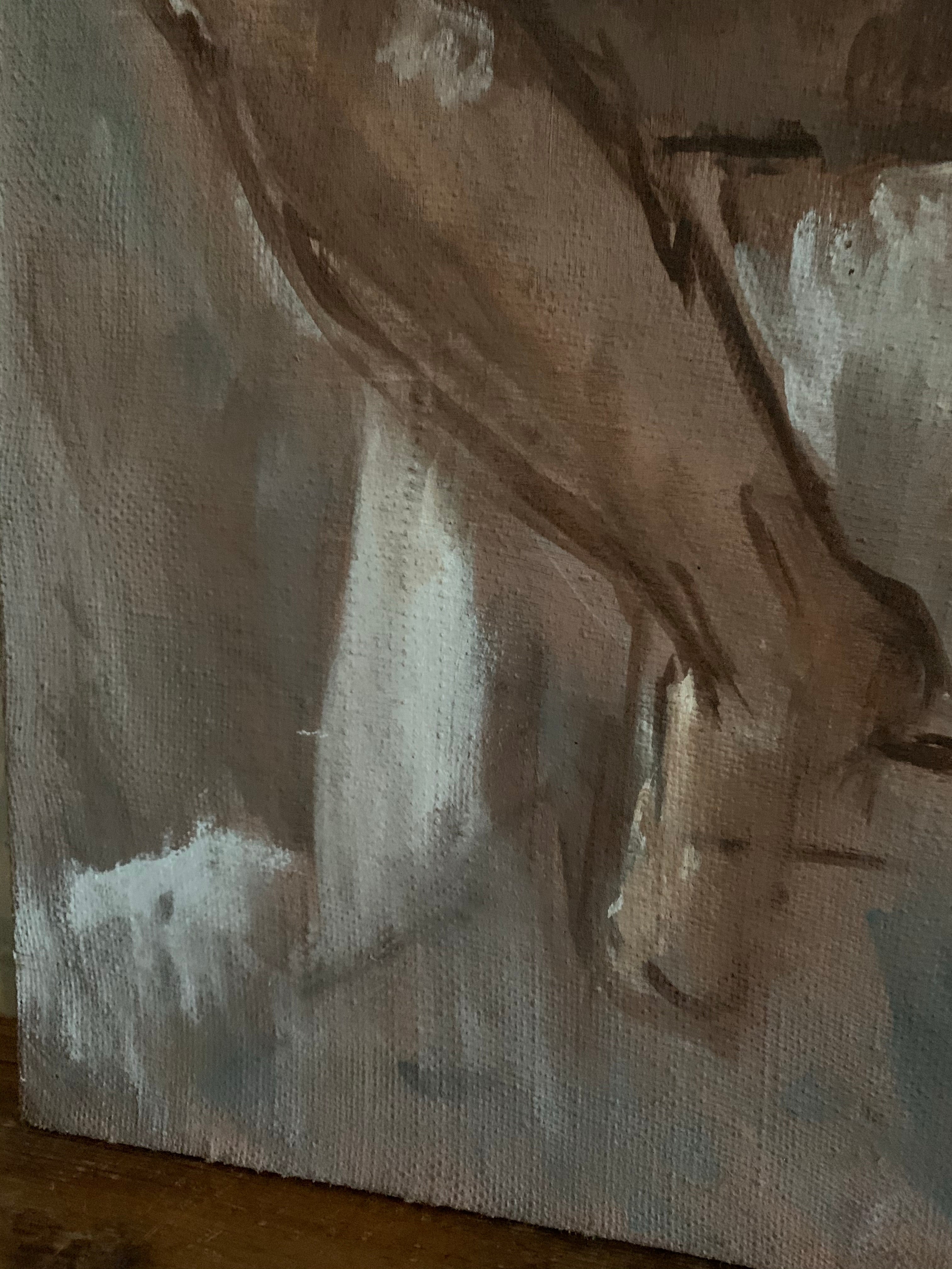 Nude Portrait In Neutral Hues- Oil on Streched Hessian Cloth
