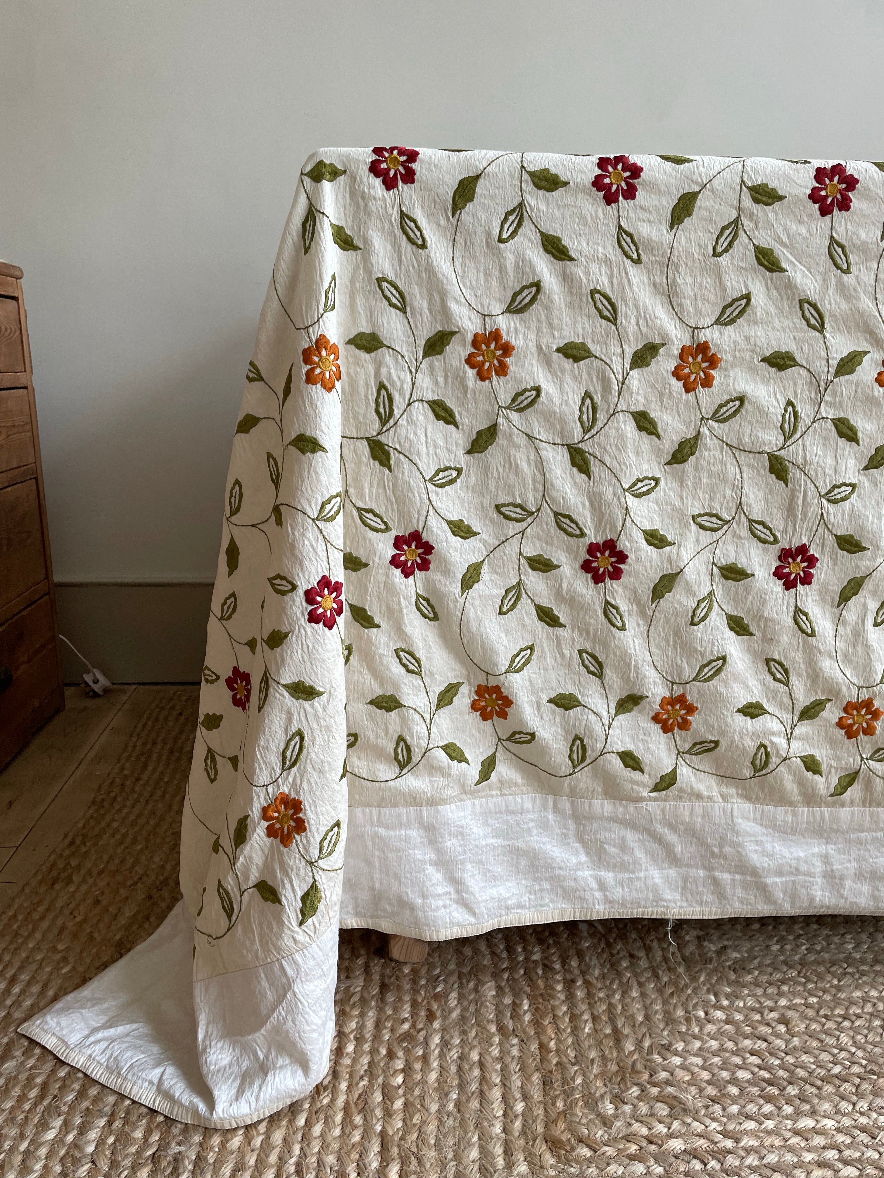 Silk Embroidered Throw
