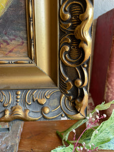 Raspberries: Oil on Canvas with Gilt Frame