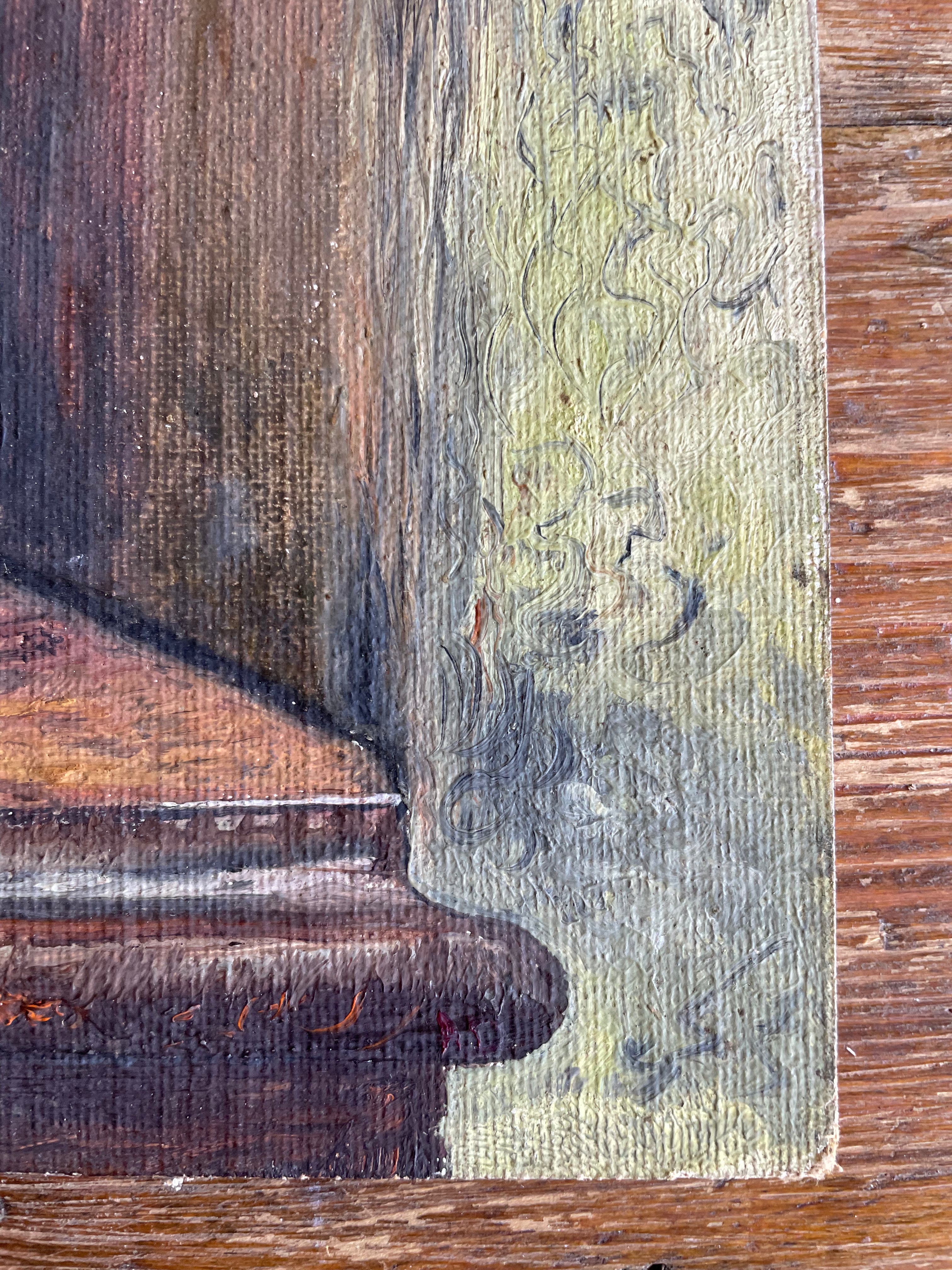 Floral Still Life: Small Oil on Paper on Board