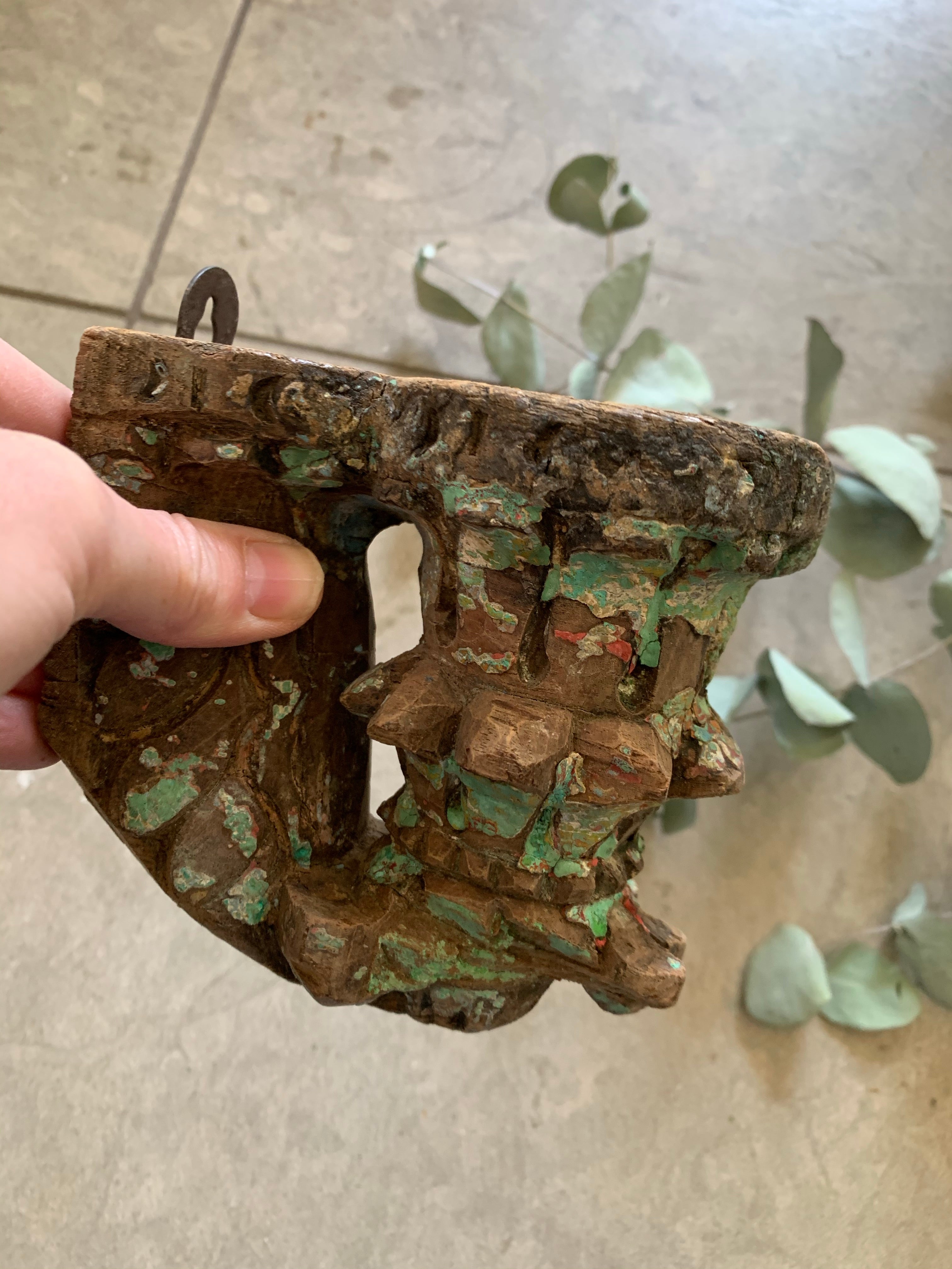 Wooden Carved Antique Candle Bracket