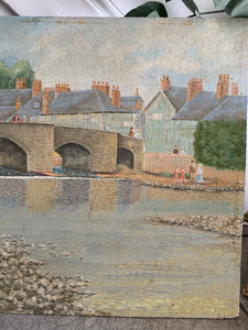 Old Stone Bridge: Oil on Board