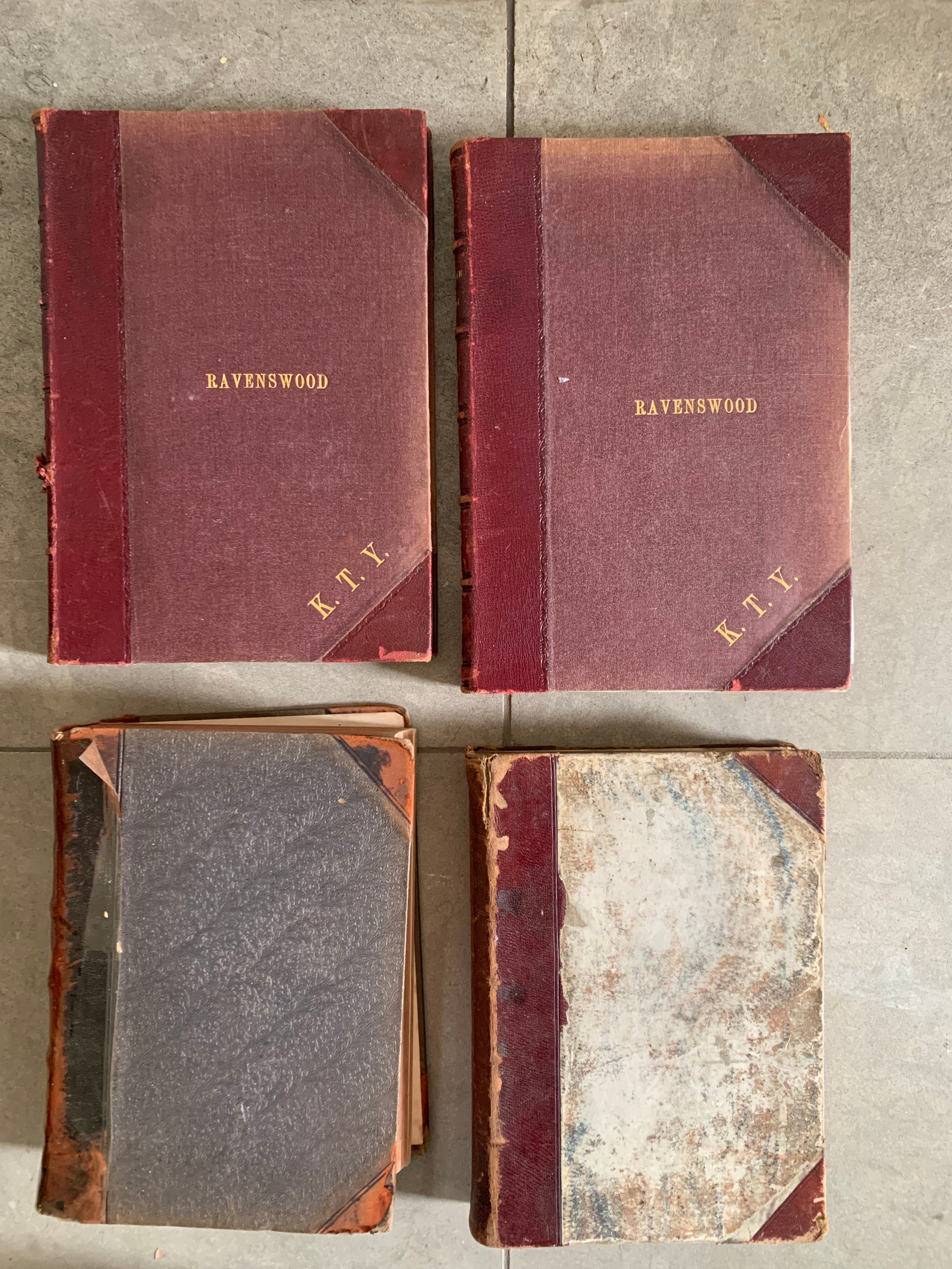 Burgundy Book Bundle with Leather Spines
