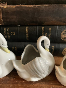 Trio of Porcelain Swans