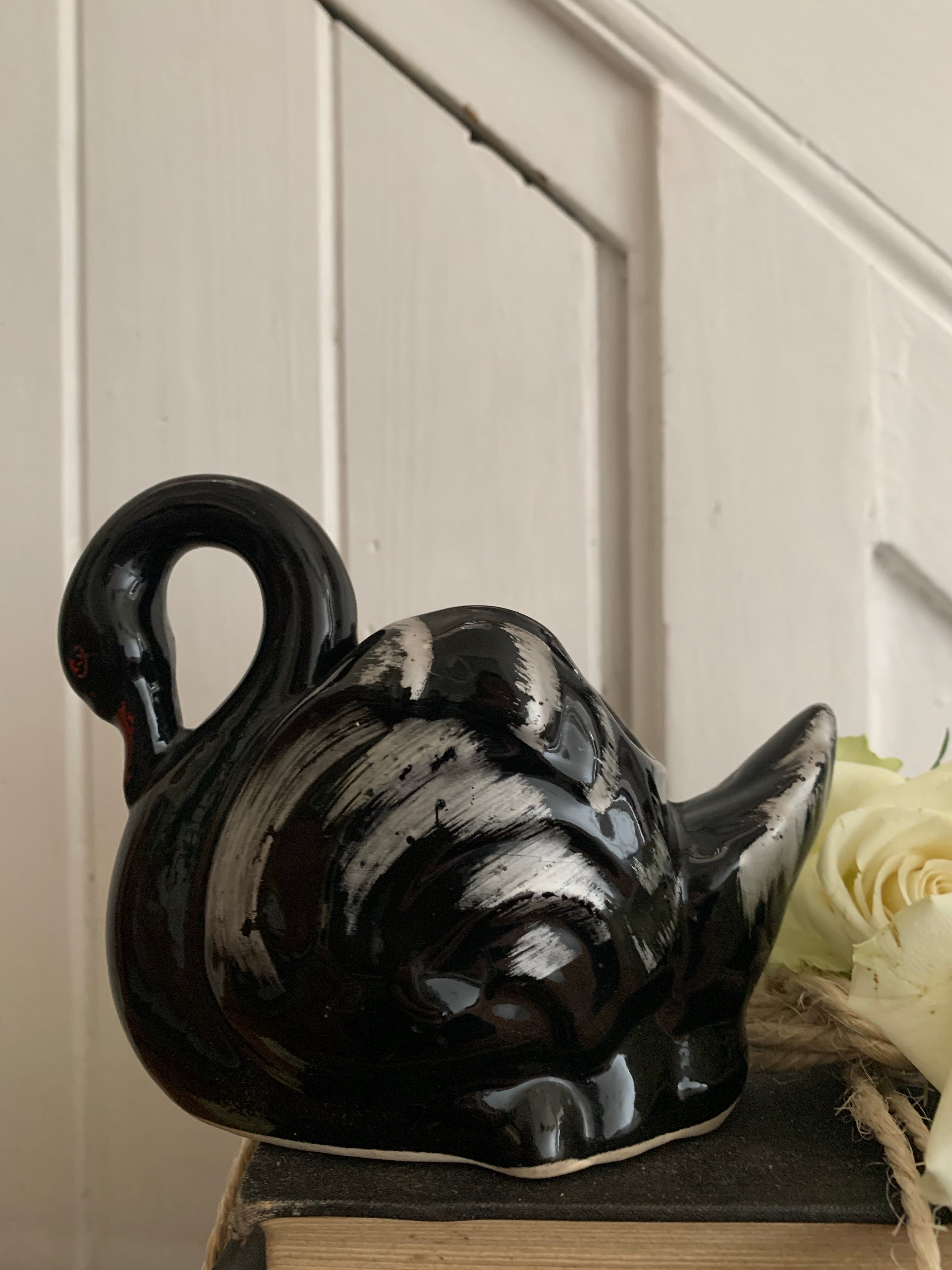 Small Black Ceramic Swan 1