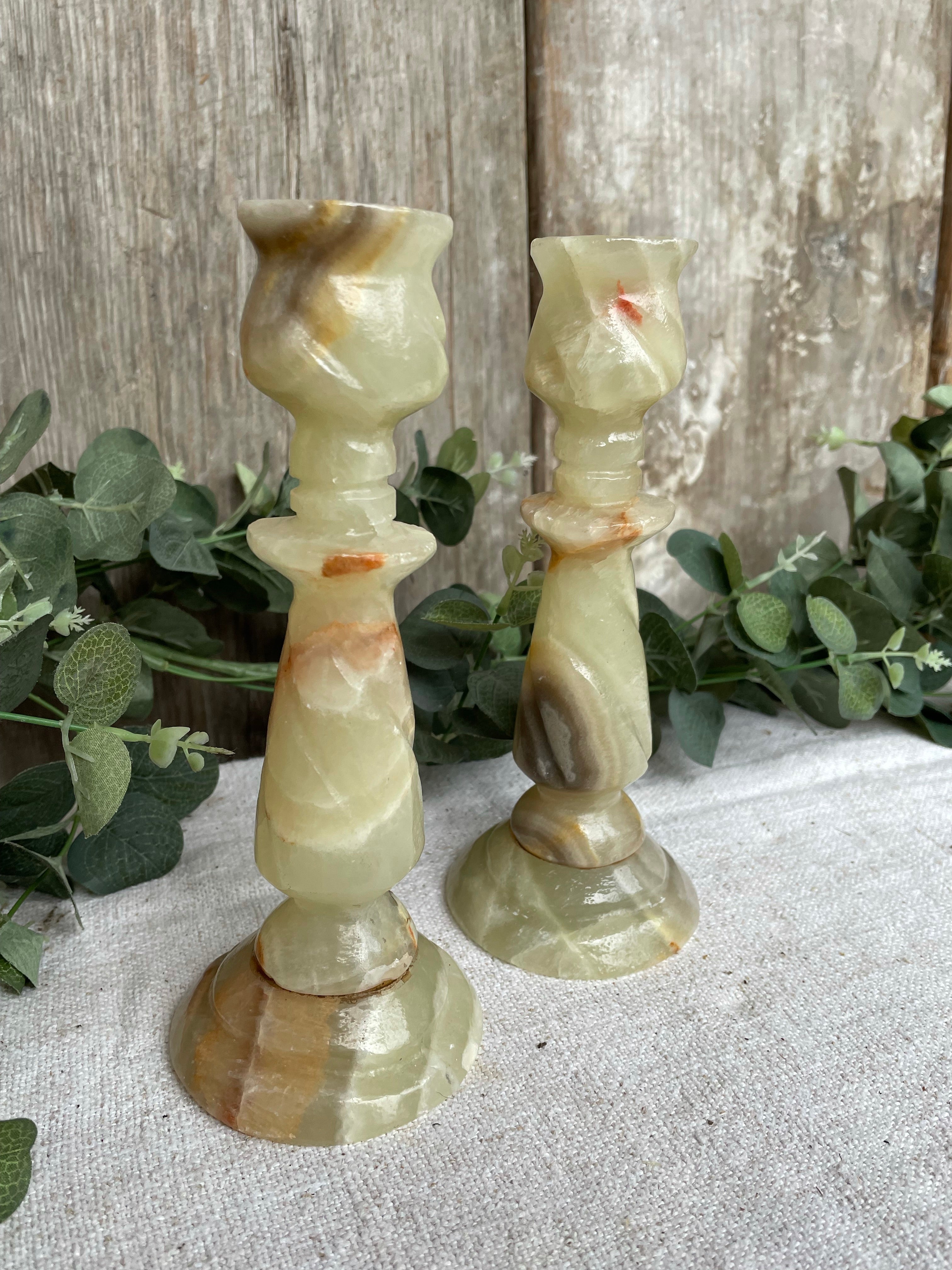 Pair of Alabaster Candlesticks