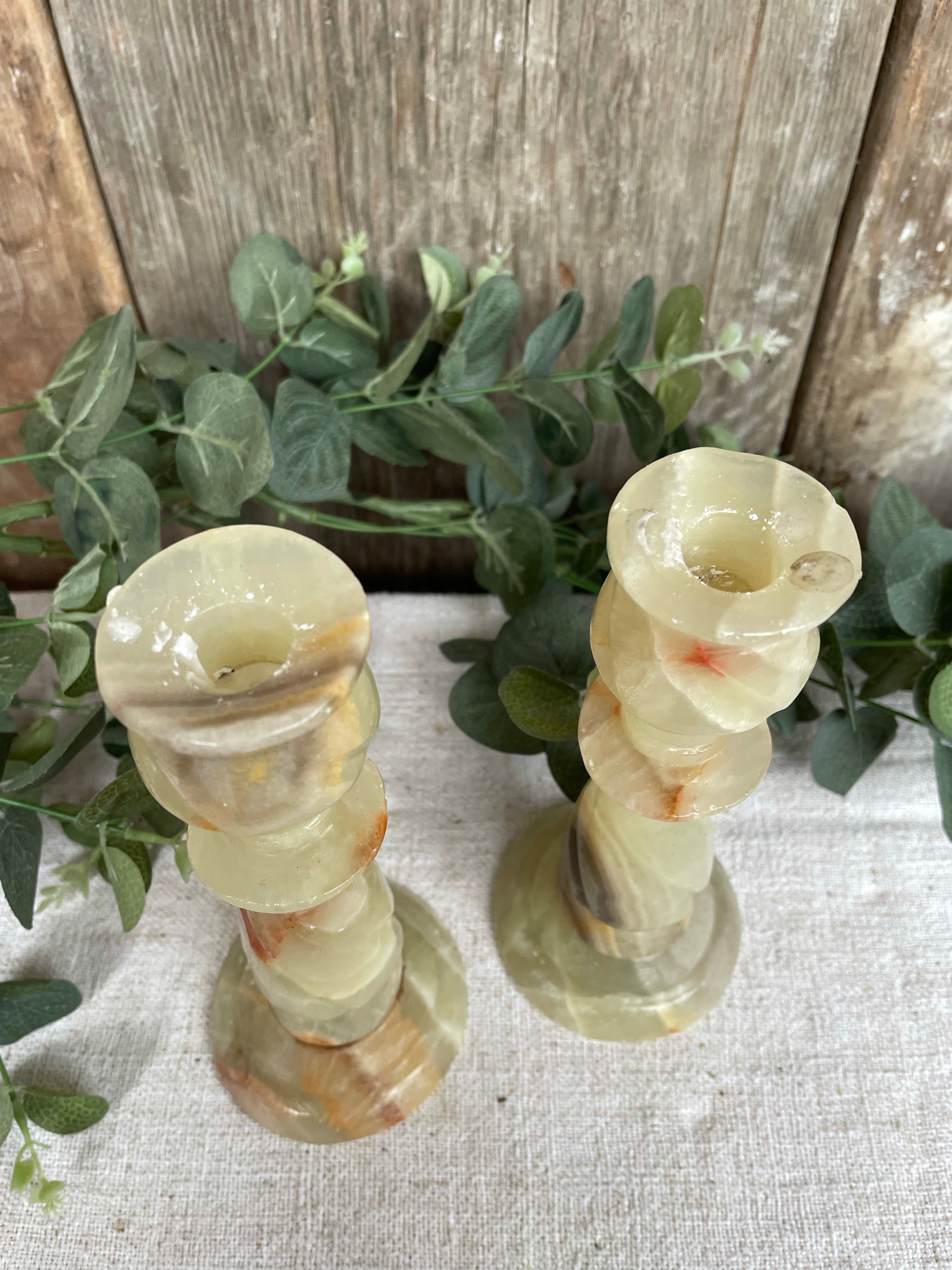 Pair of Alabaster Candlesticks