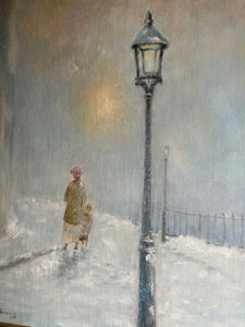 Under the Lamp: Signed Oil on Canvas