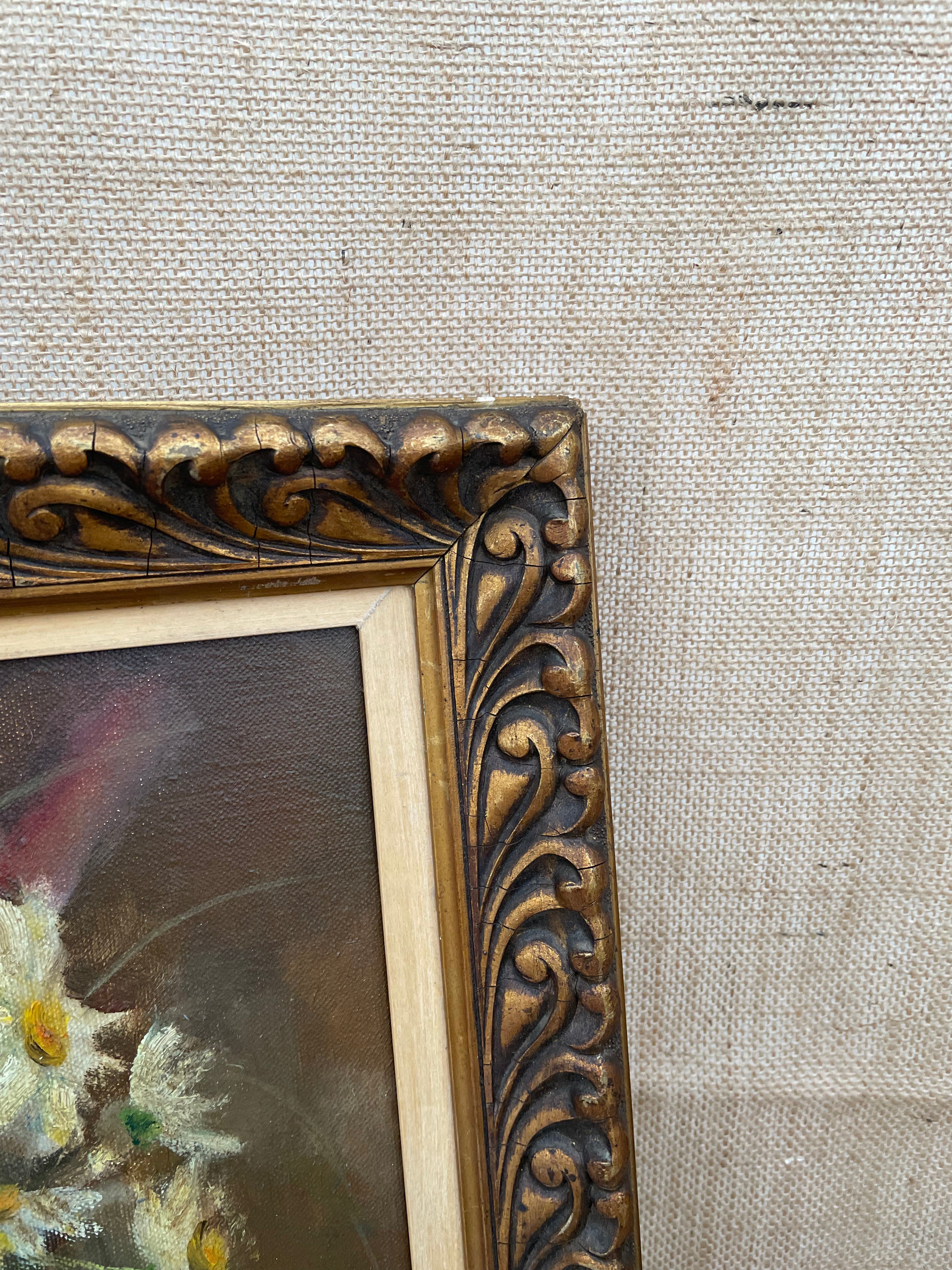1930s Belgian Floral Still Life: Oil on Canvas