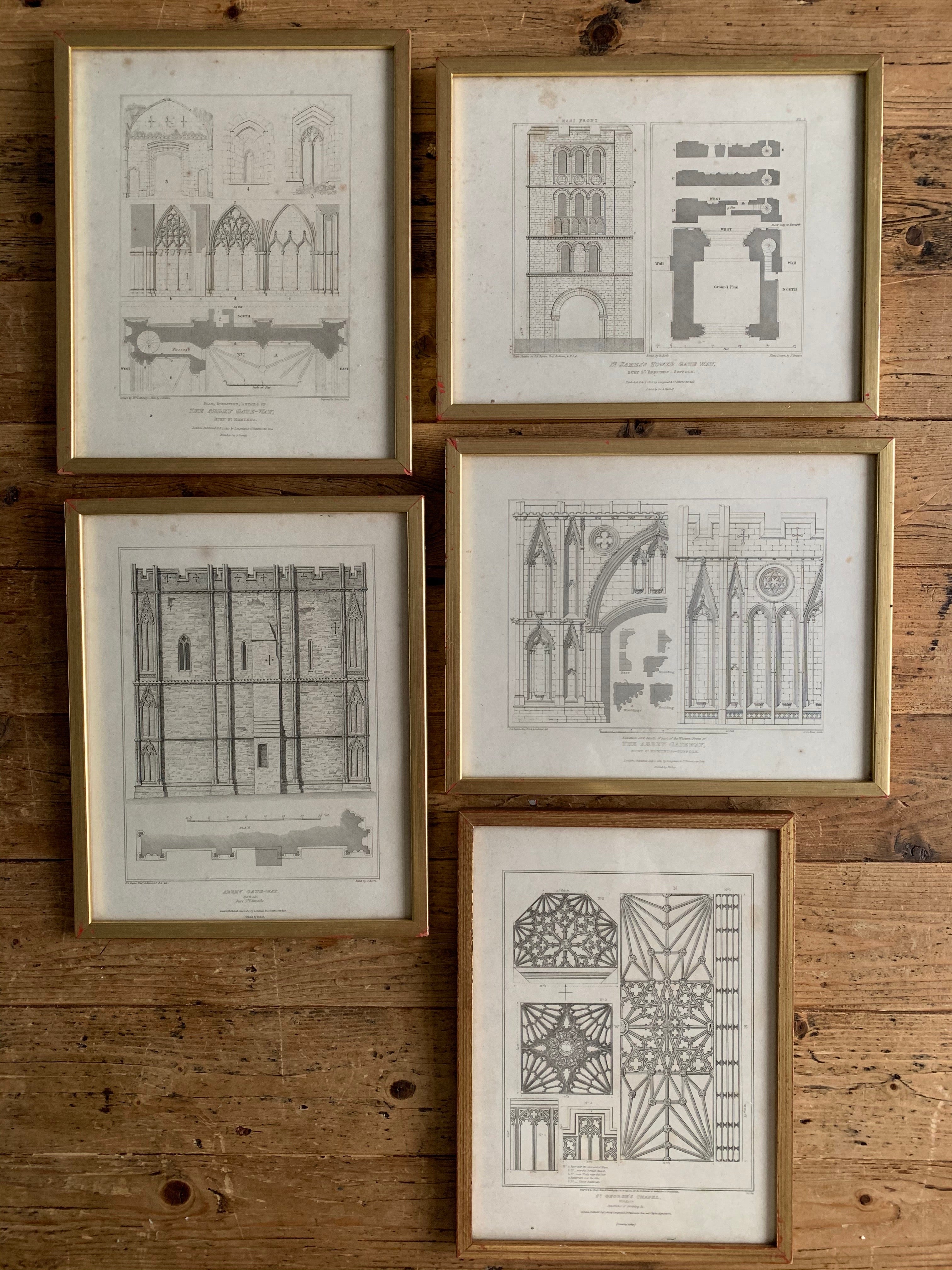 Collection of Five Antique Prints of Architectural & Ornamental Detail
