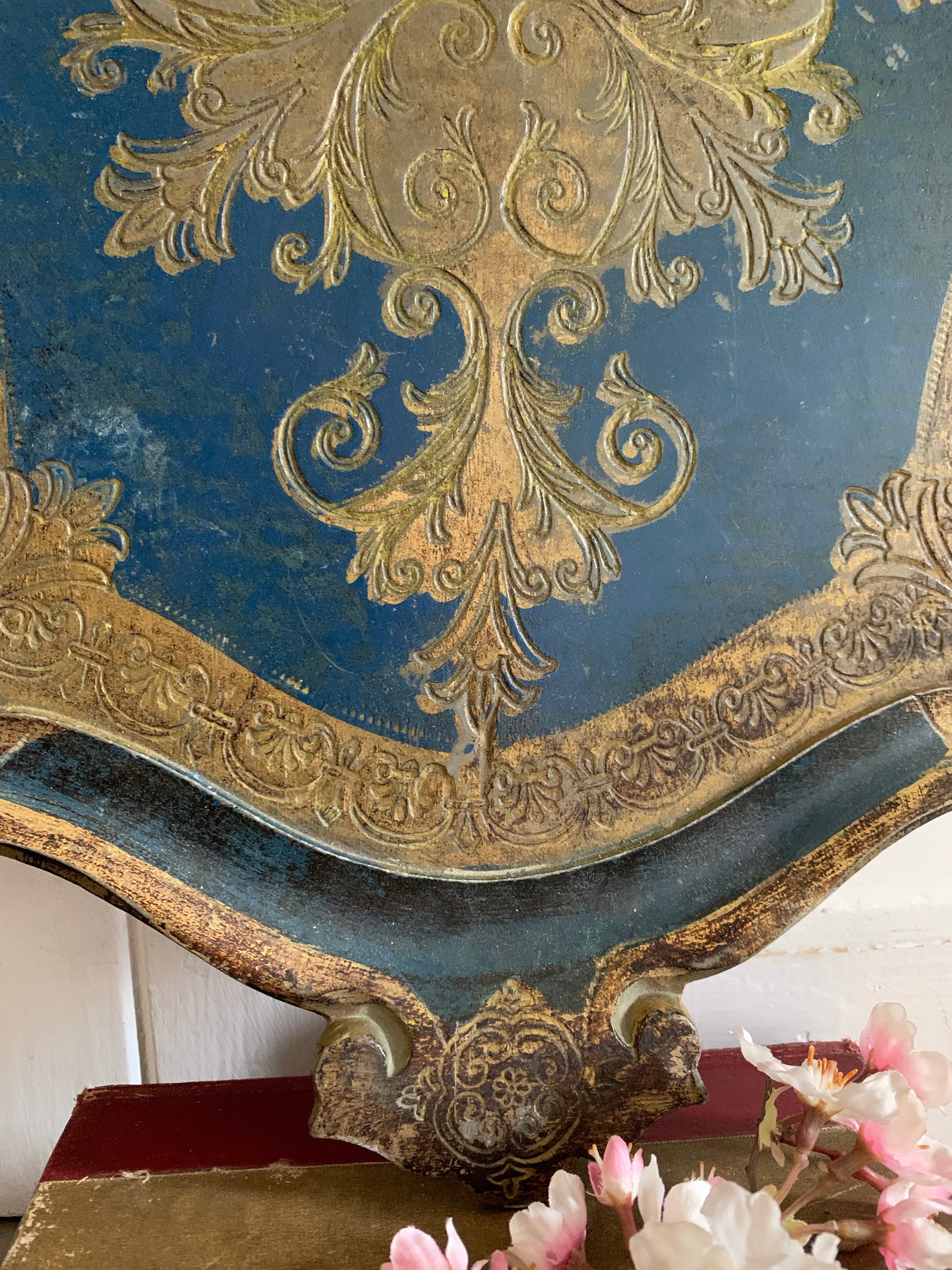 Large Blue and Gold Florentine Tray